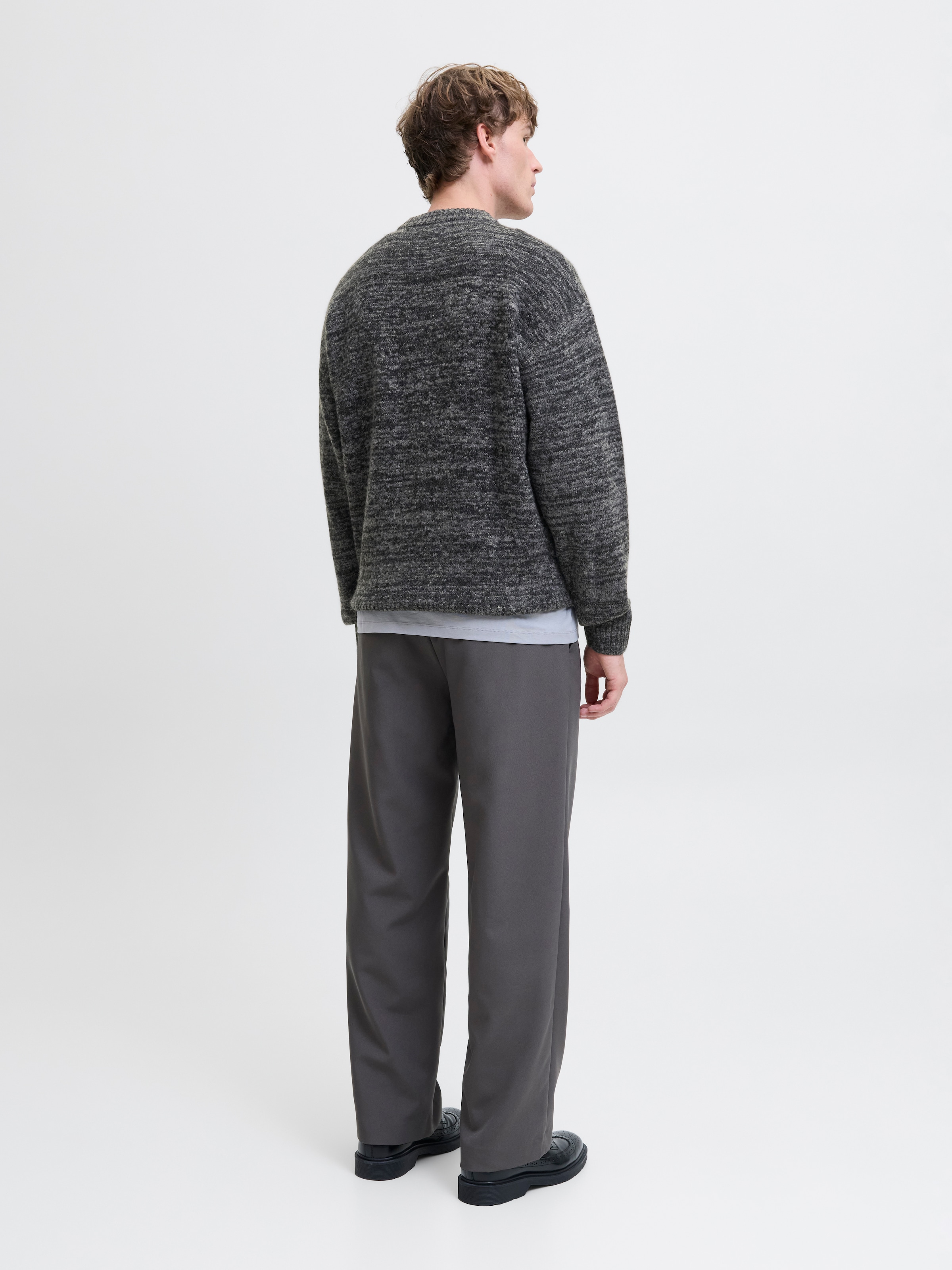 Jack & Jones Rundhalspullover »JJESOHO OLLIE KNIT CREW NECK SN« Materialmix, relaxed fit
