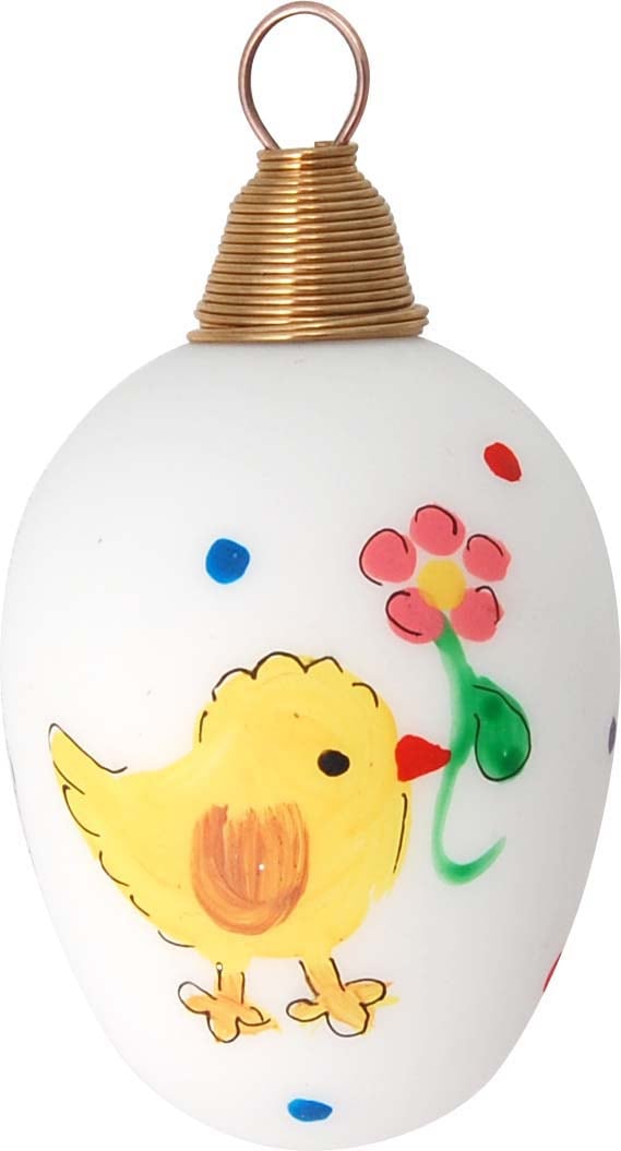 Krebs Glas Lauscha Osterei »Küken mit Blume, Osterdekoration, Frühling« Mundgeblasenes und handbemaltes Glas, Made in Germany