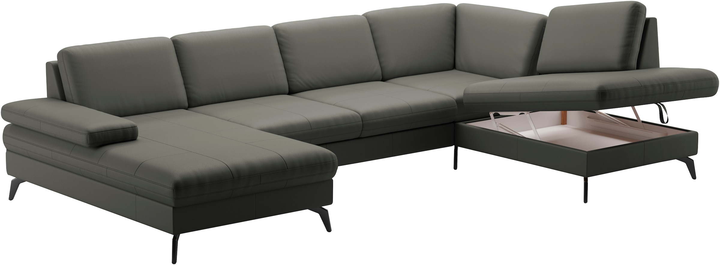 sit&more Wohnlandschaft »Morris U-Form, inkl. Sitztiefenverstellung«, wahlweise mit Armteilverstellung, Bettfunktion & Bettkasten