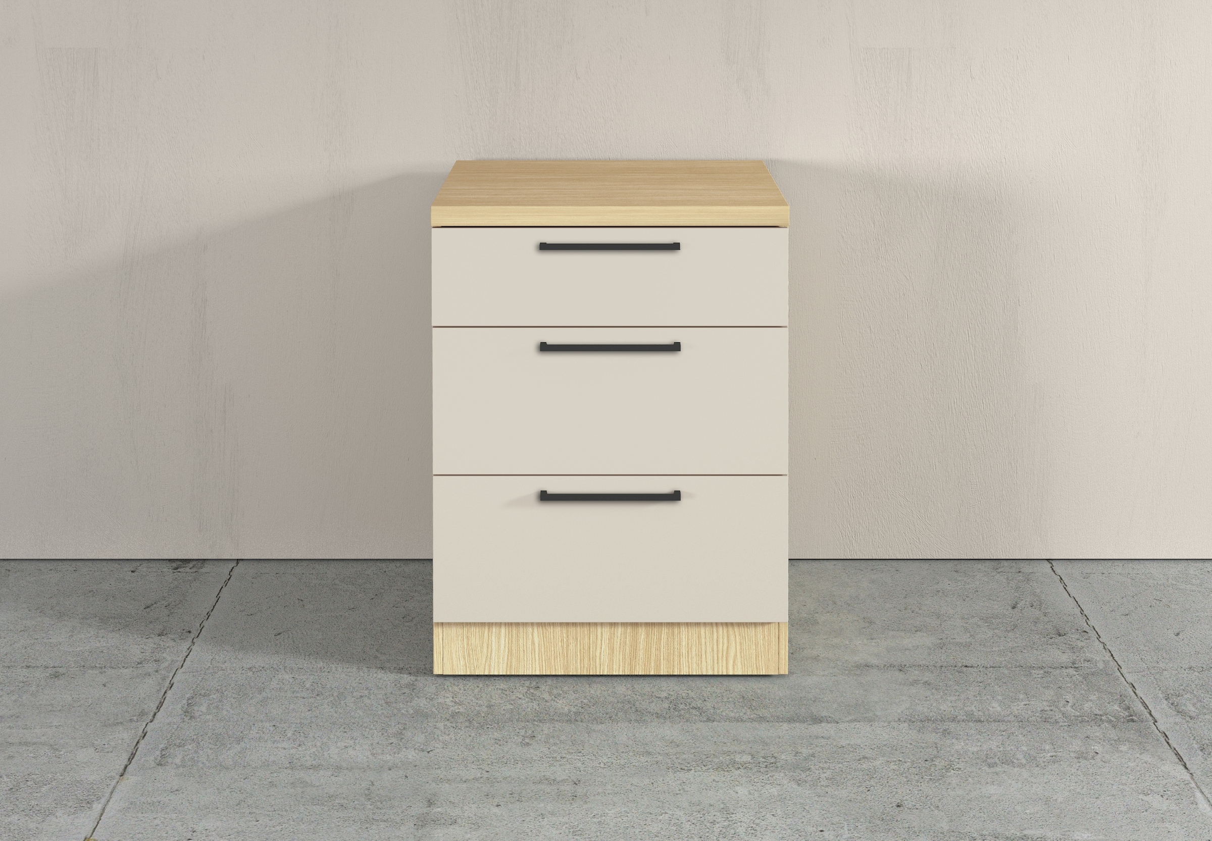 KOCHSTATION Armoire basse »Luna, Küchenunterschrank, Unterschrank mit Schubladen, Made in Italy« B/T/H: 60 × 60 × 85 cm, mit 3 Schubkästen, 3,5 cm starke Oberplatte