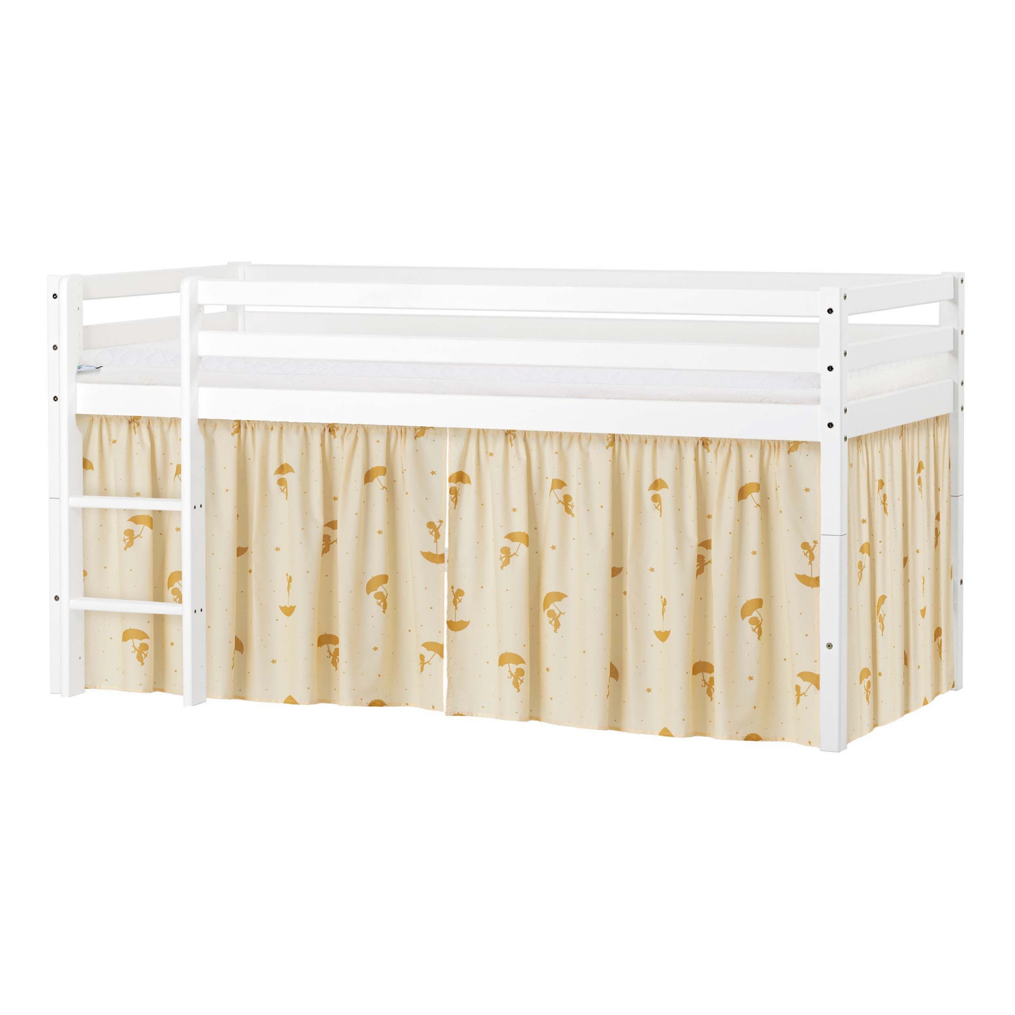 Image of Hoppekids Spielbett "ECO Dream - Flexibles umbaubares Hochbett aus Massivholz" Vorhang aus 100% Baumwolle, Made in Europe, Höhe 105 cm