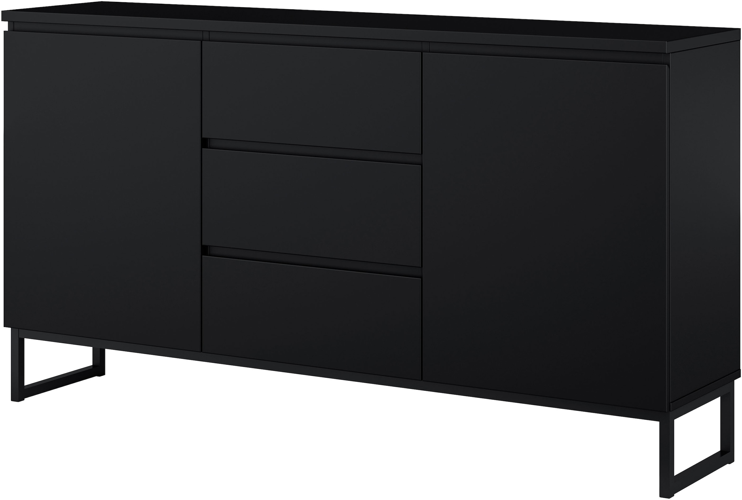 GOODproduct Buffet »Modo II, Breite 150 cm, moderne grifflose Kommode 2Türen/3 SK« commode à tiroirs avec beaucoup d'espace de rangement, étagères réglables, patins en métal