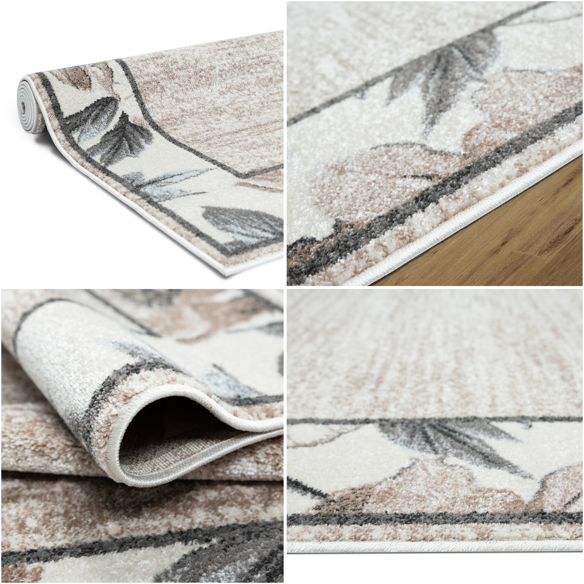 GOODproduct Teppich »Florent mit Rahmen, Blumen Design« rechteckig 9 mm Höhe Floral, detailreiche Blüten, meliert, elegant, Wohnzimmer