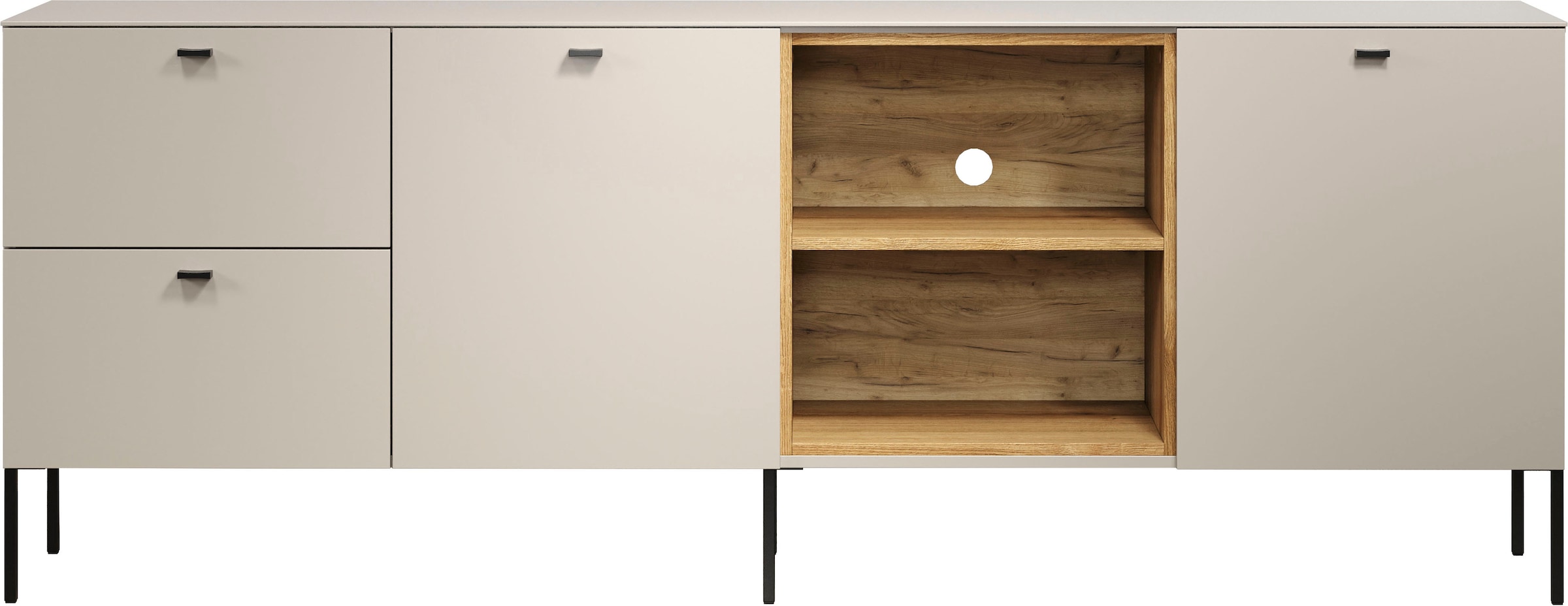 Places of Style Lowboard »San Pedro«, (1 St.), TV-Lowboard mit Türen, Schubkasten & Soft-Close - (B/T/H) 200/40/75 cm