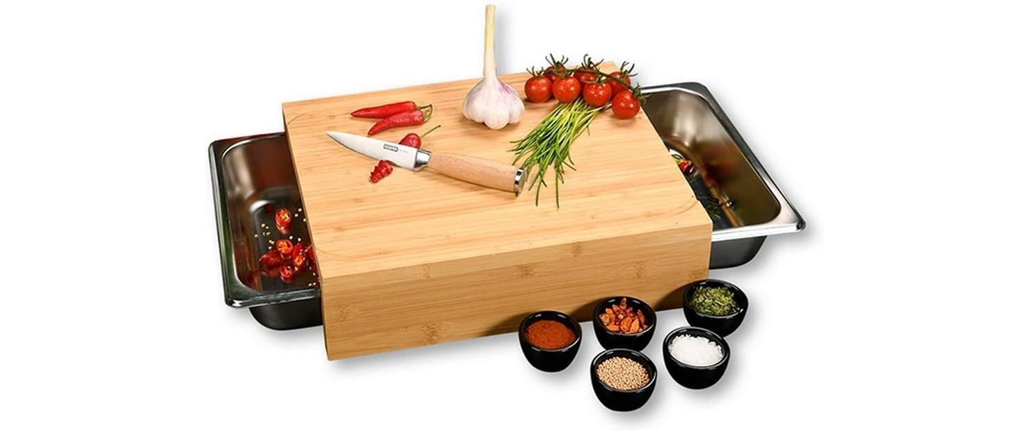 KESPER® Schneidebrett »mit 2 herausziehbaren Auffangschalen« Gastro-Norm 1/2