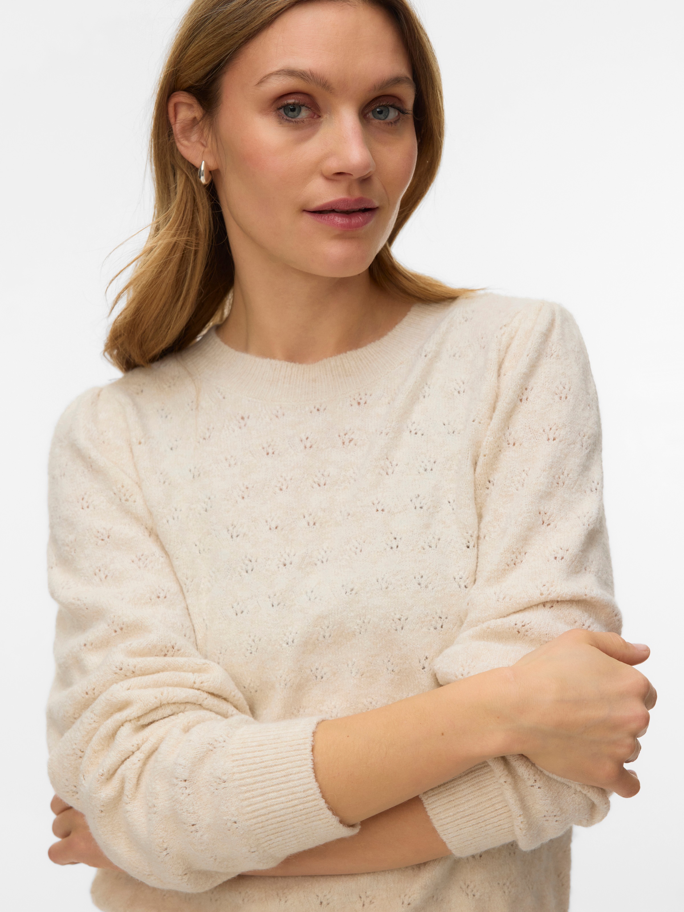 Image of Vero Moda Strickpullover "VMDOFFY STITCH LS O-NECK PULLOVER NOOS" Materialmix, regular fit