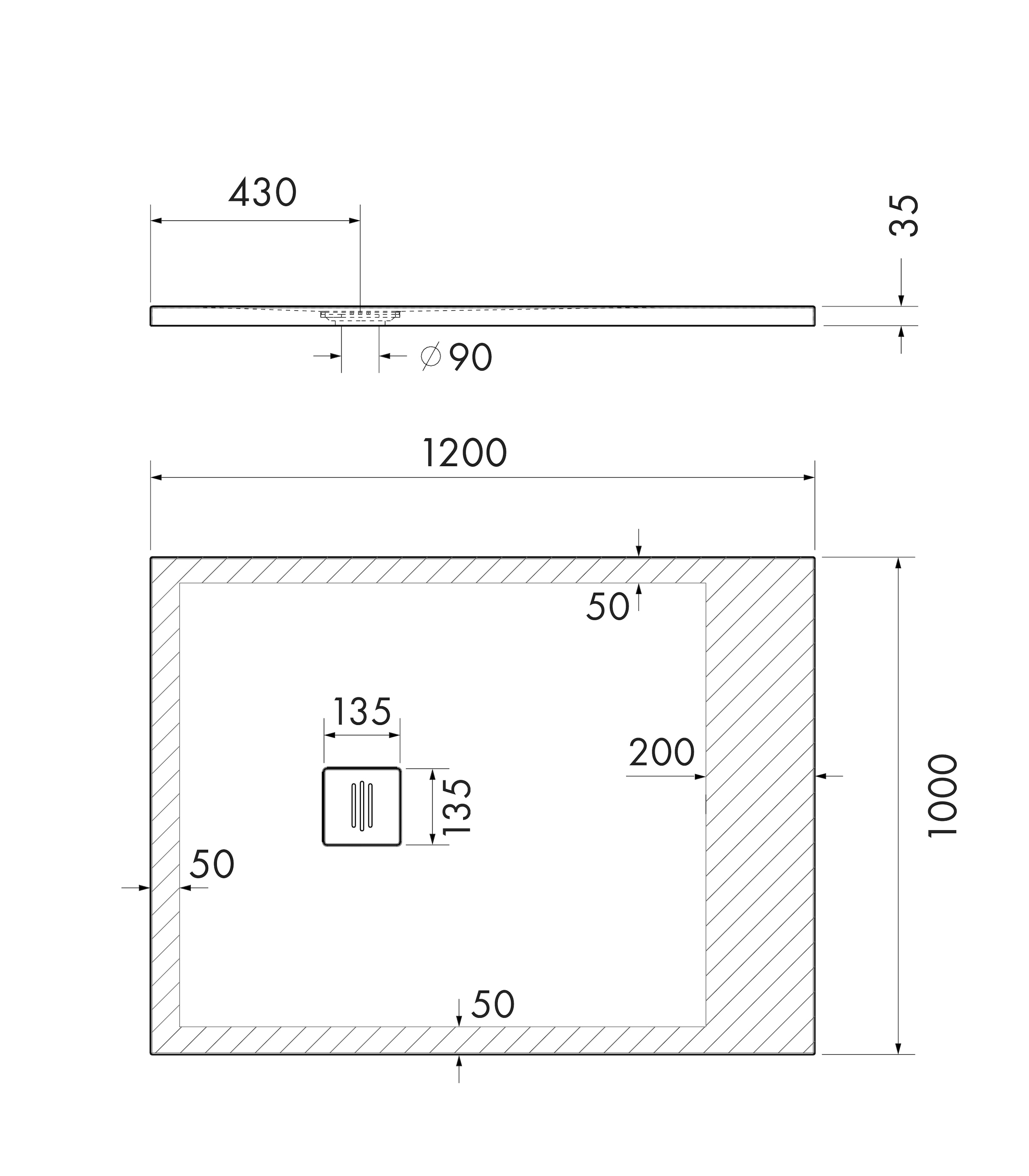OTTOFOND Receveur de douche »Nevis« 120x100 cm, mat avec structure