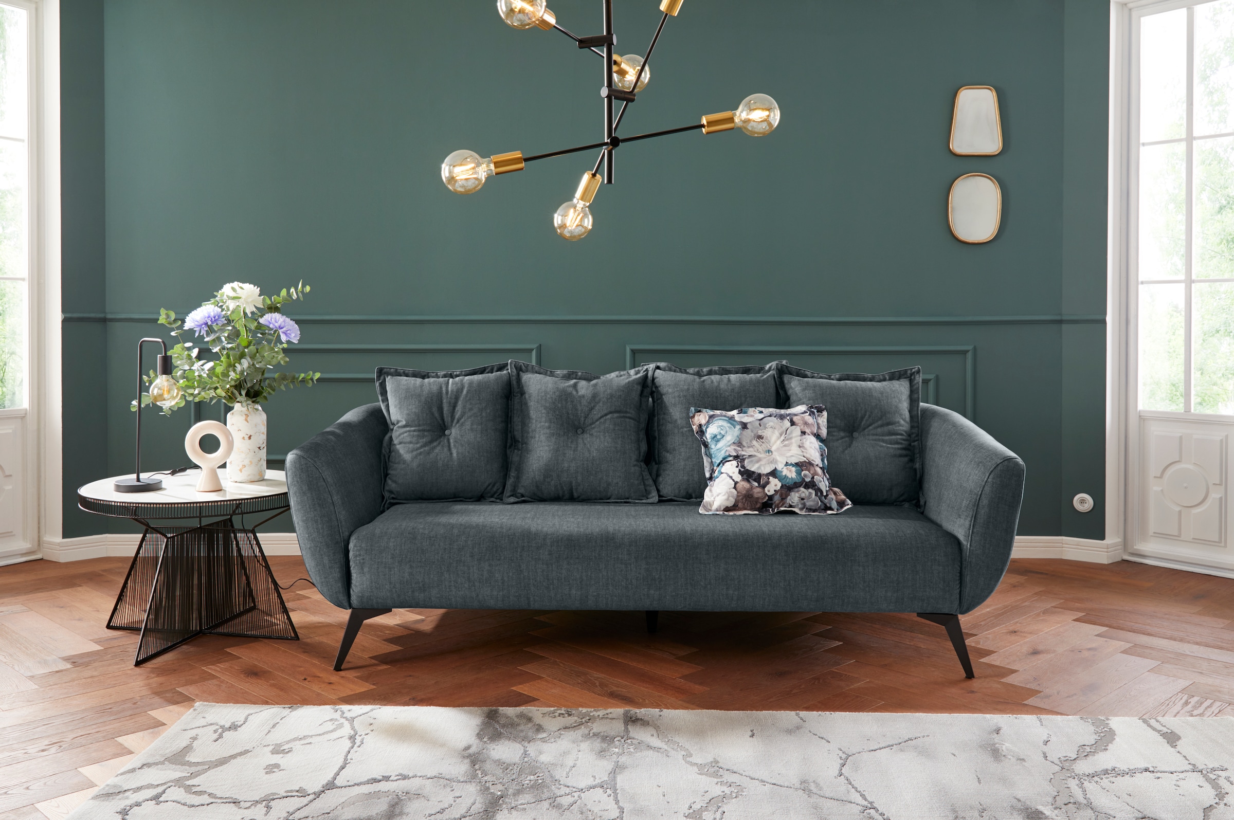 Image of Home affaire 3-Sitzer "Baggio Mega Sofa Breite 236cm, romantisches Retro Design, bequem" Zierkissen inklusive