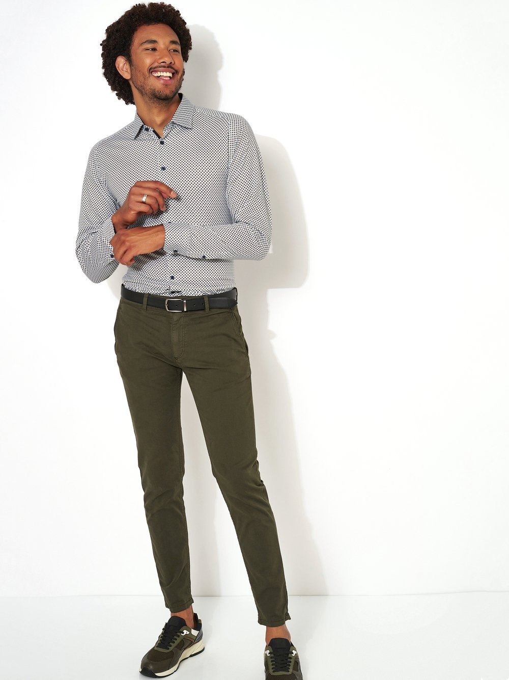 DESOTO Businesshemd »Jerseyhemd Casual Kent langarm«, Flexibler Stretch, mit Minimal Print, Kentkragen