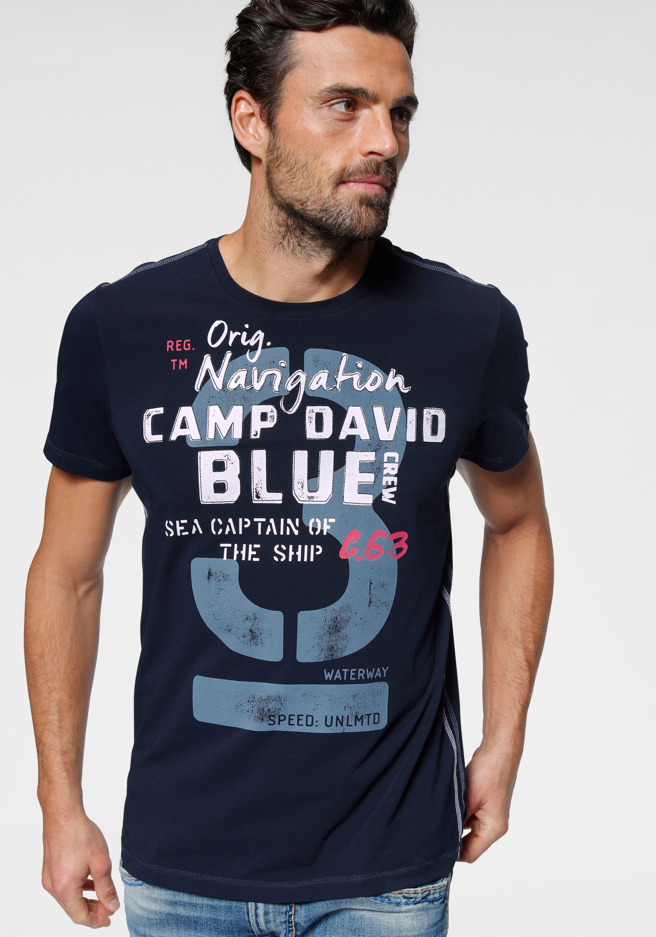 Image of CAMP DAVID T-Shirt, mit modischem Frontprint bei Ackermann Versand Schweiz