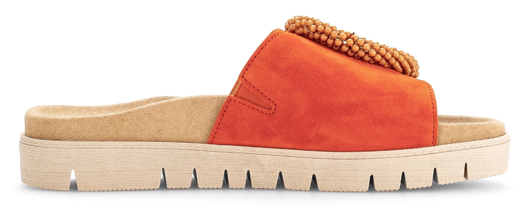 Gabor Pantolette  , Plateau, Sommerschuh, Schlappen mit Zierperlen an der Zierschnalle