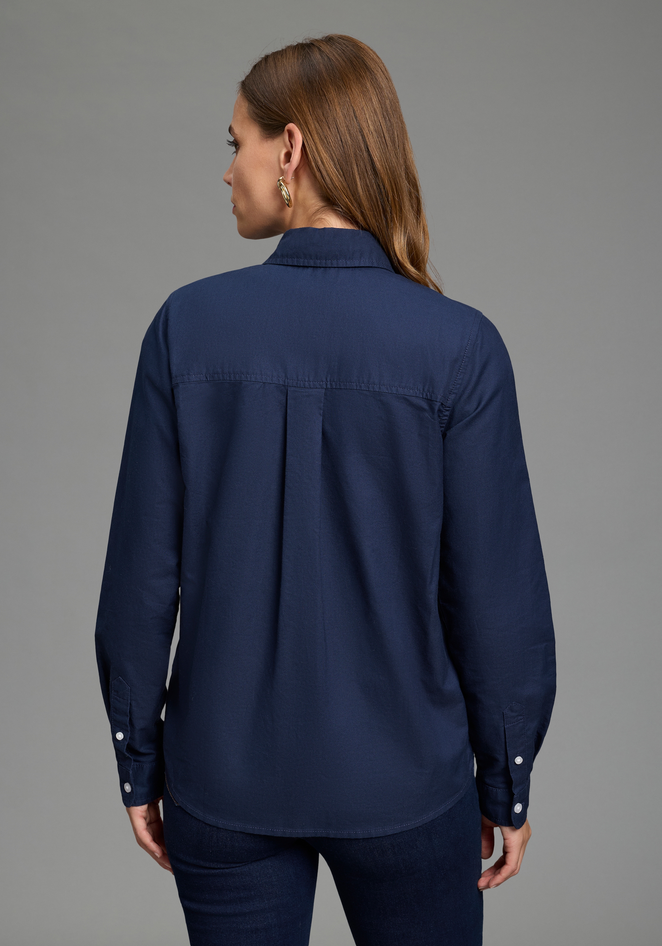 Laura Scott Blouse classique style basique, en coton, uni, avec boutons, avec label de marque