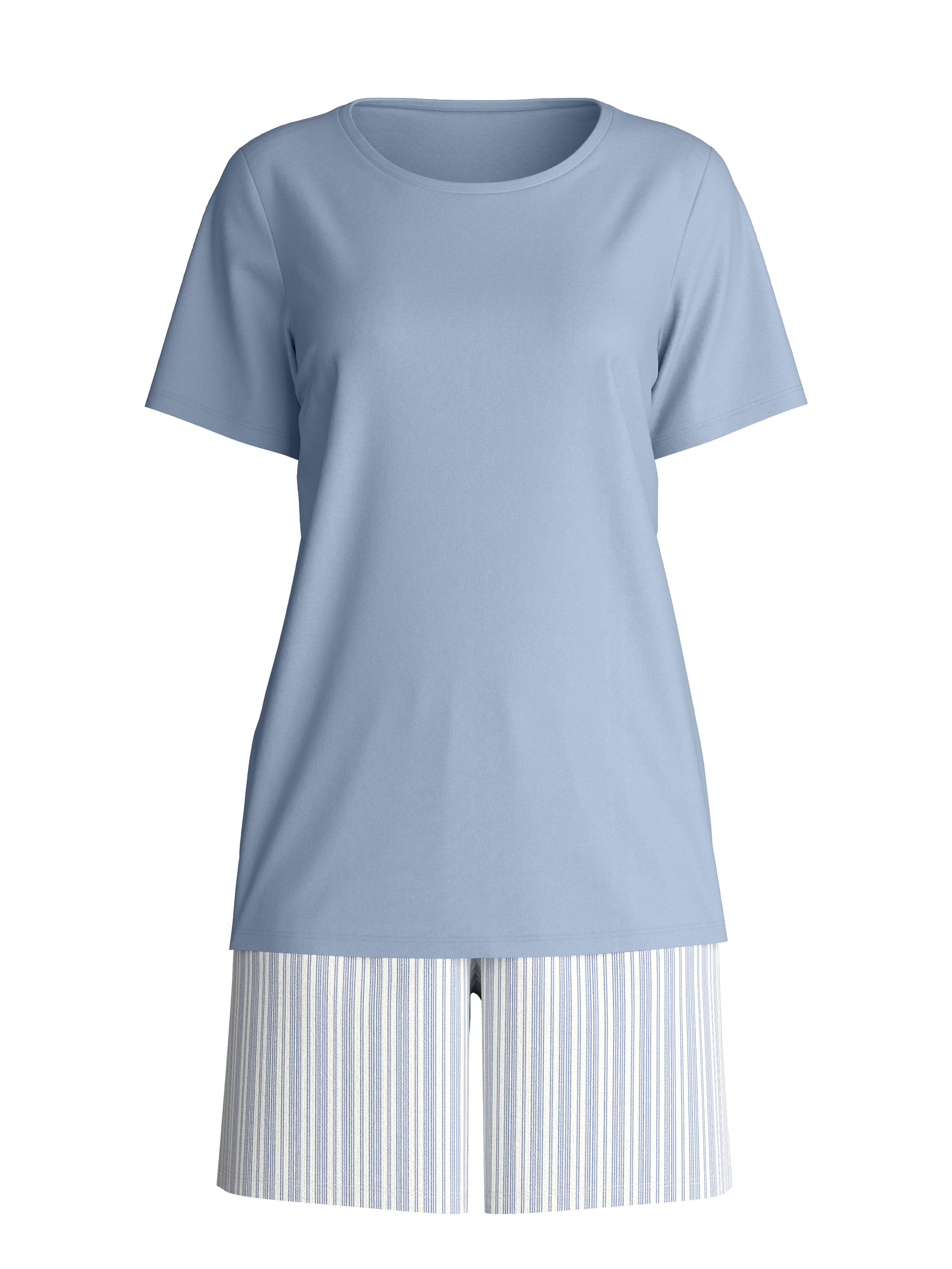 CALIDA Shorty »Striped Dreams« 2 doux, Pure Cotton, manches courtes, col rond, qualité interlock