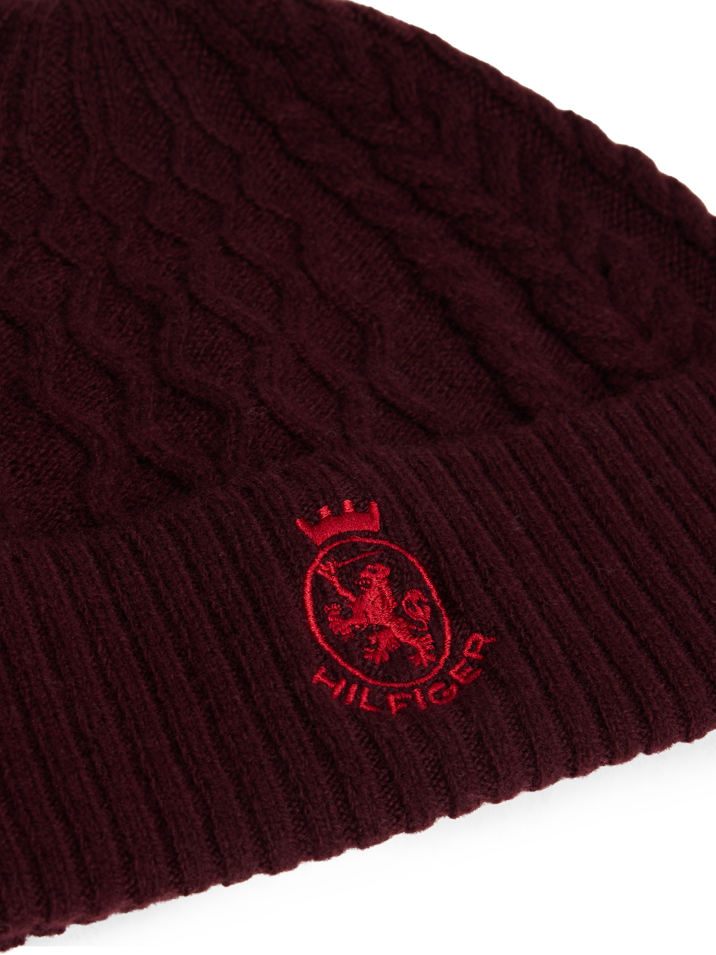 Tommy Hilfiger Bonnet »TH CREST KNIT« Motif torsadé, avec blason TH