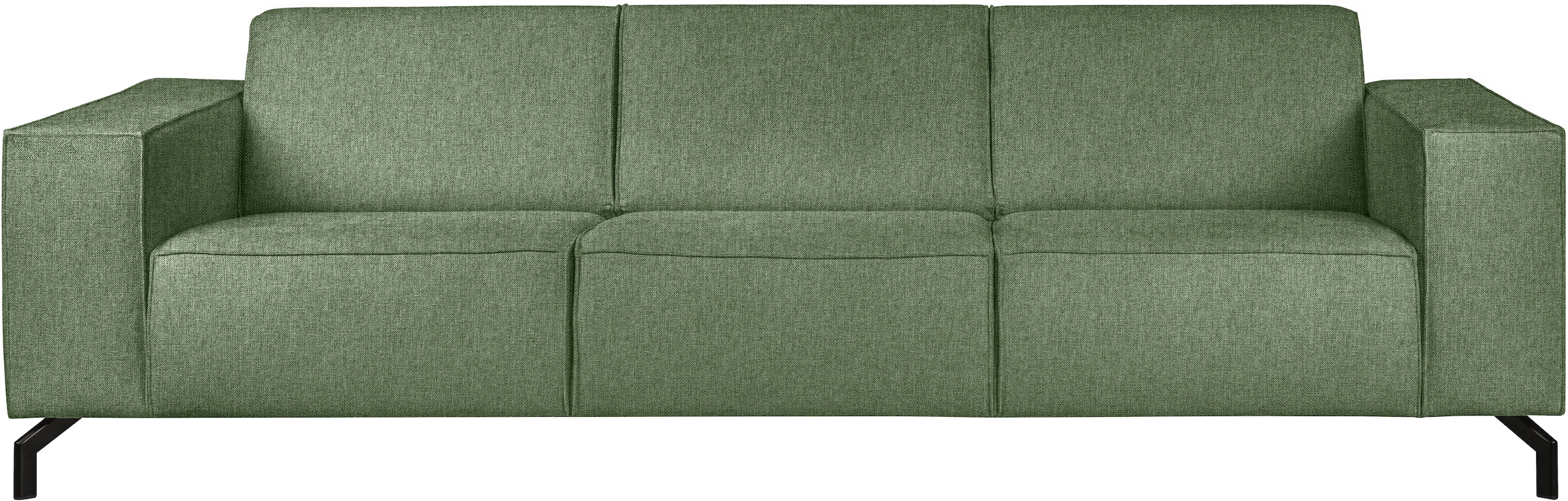 Home affaire 3-Sitzer »Lorcan 257 cm, weiches Sitzgefühl« mit schwarzen Metallfüssen, Lederoptik und in weichem Strukturstoff