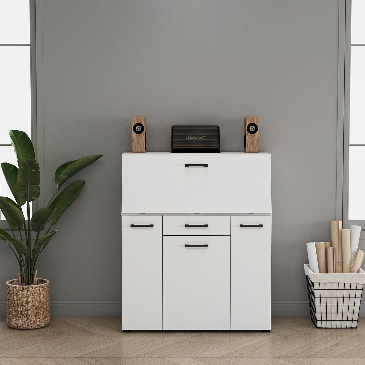 GOODproduct Secrétaire »Moid, Home-Office-Schreibtisch,« viele Stauraummöglichkeiten, kompaktes & modernes Design, B. 88,5 cm