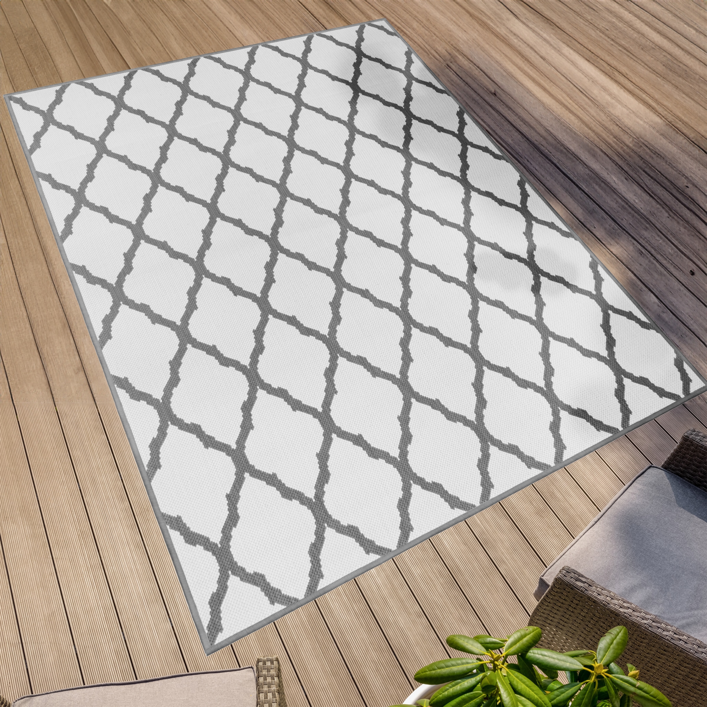 Primaflor-Ideen in Textil Teppich »Outdoorteppich REVERSO - Round Rhombus« rechteckig 5 mm Höhe Wendeteppich, Rauten Design, In- und Outdoor geeignet, wasserfest