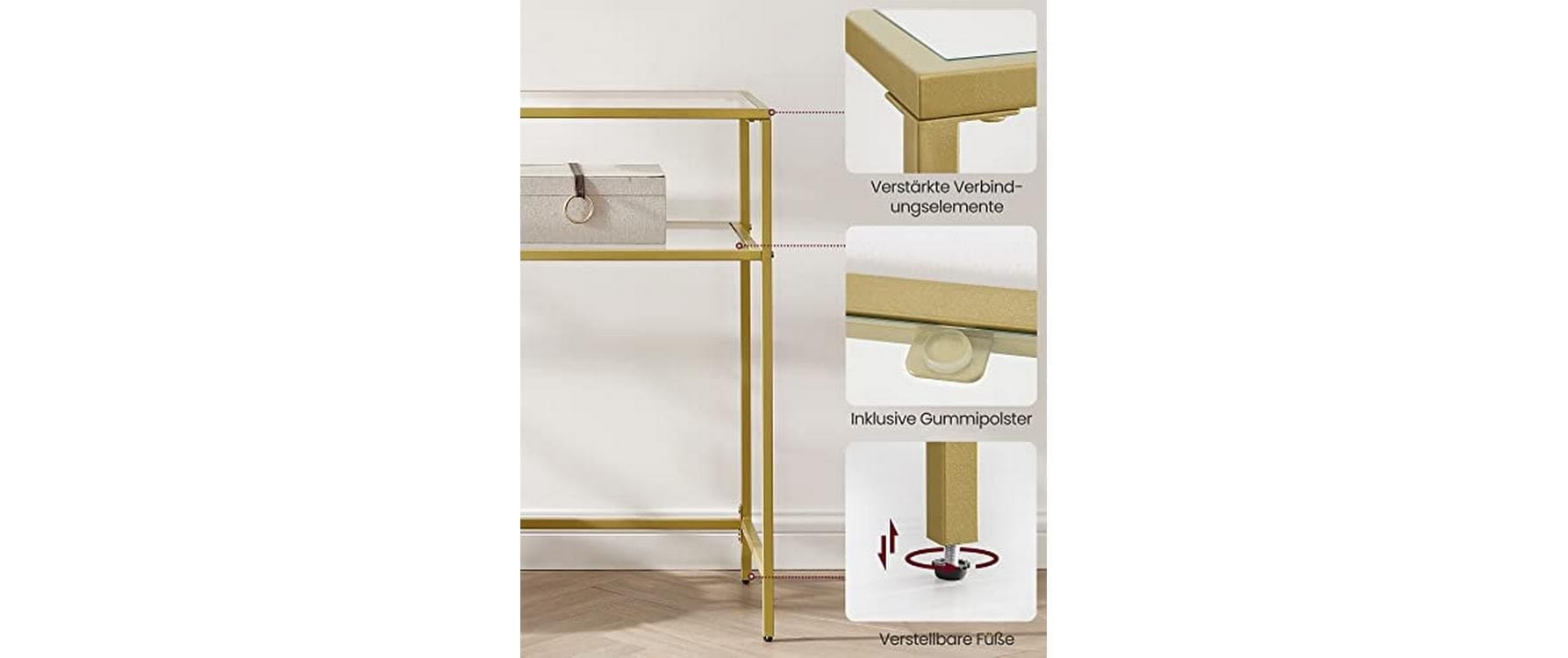 VASAGLE Konsolentisch »100 x 35 x 80 cm, Goldfarben«