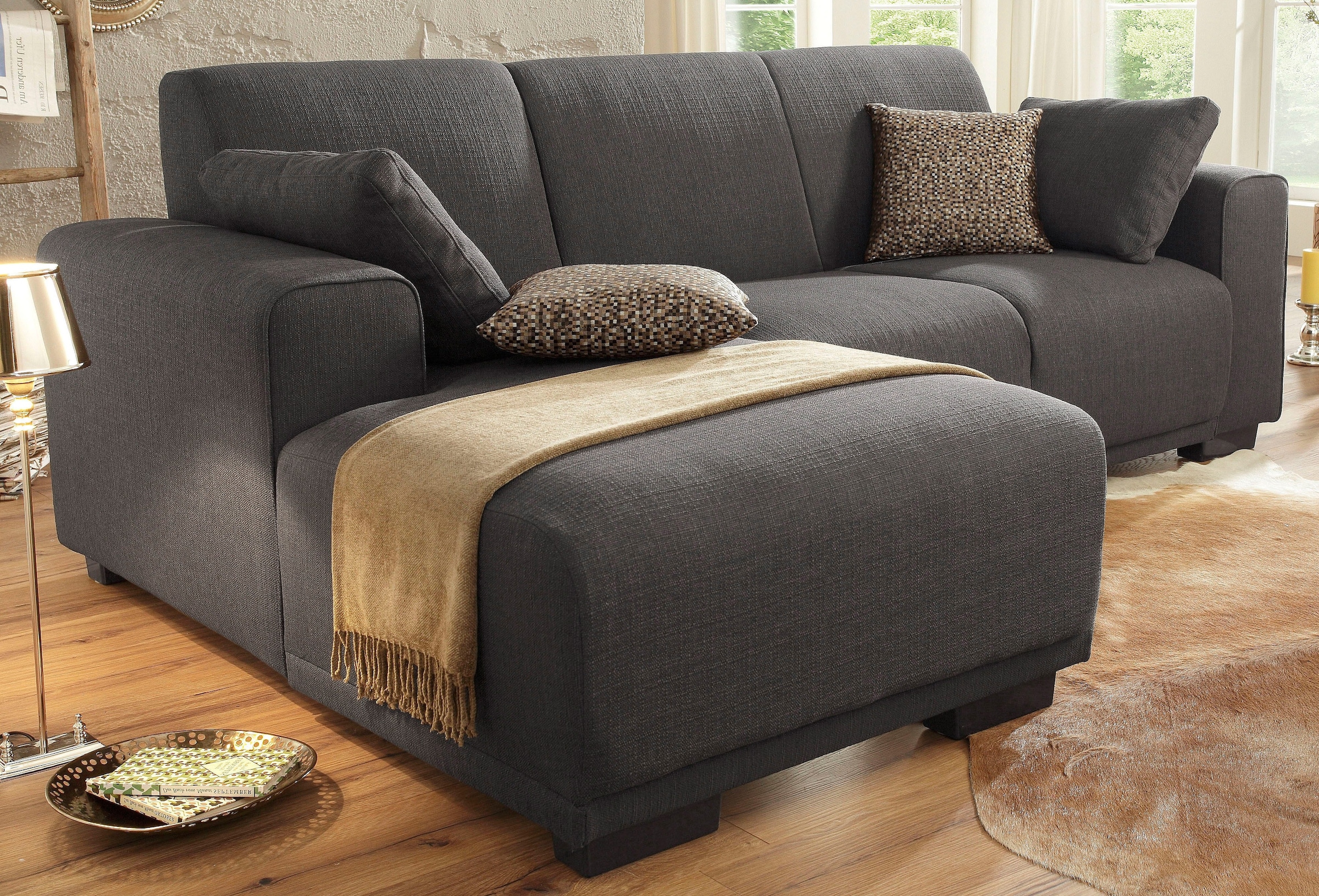 Home affaire Ecksofa »BORNHOLM L-Form mit Recamiere, Masse B/T/H: 234/162/85 cm«, Recamiere links oder rechts bestellbar, Wellenfederung, inkl. 2 Kissen