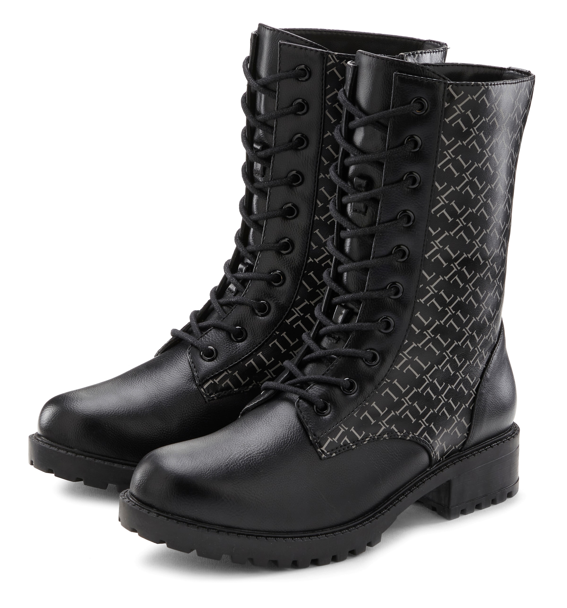 Image of LASCANA Stiefelette "Boots, Stiefel, Schnürboots," mit modischem Druck VEGAN