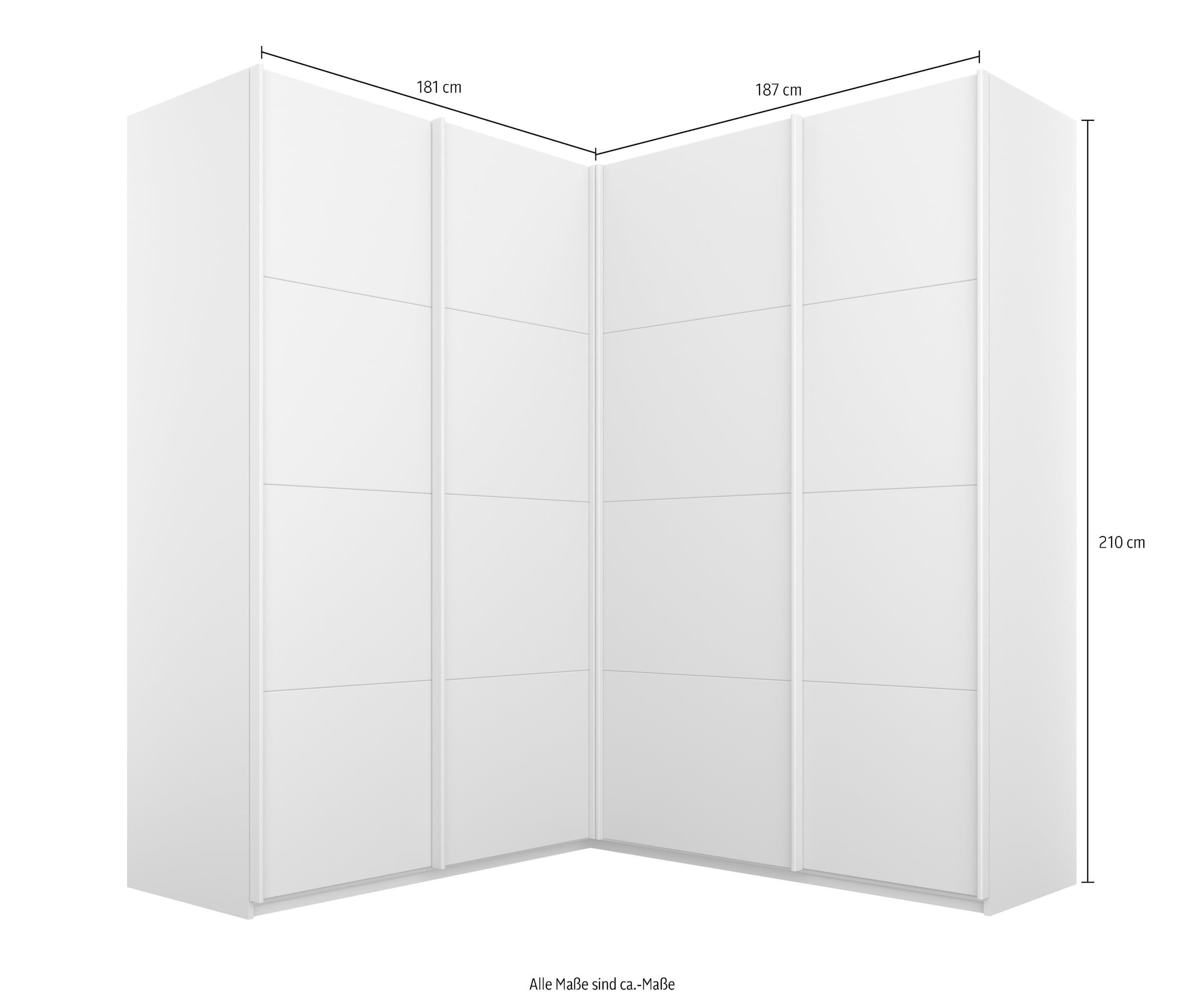 rauch »Schrank Garderobe Eckkleiderschrank QUADRA Front in Dekor/Hochglanz« in den Höhen 210/229 cm, inkl. Soft-Close-Funktion,  grosser Eckschrank mit viel Stauraum, Mass 181x187 cm MADE IN GERMANY
