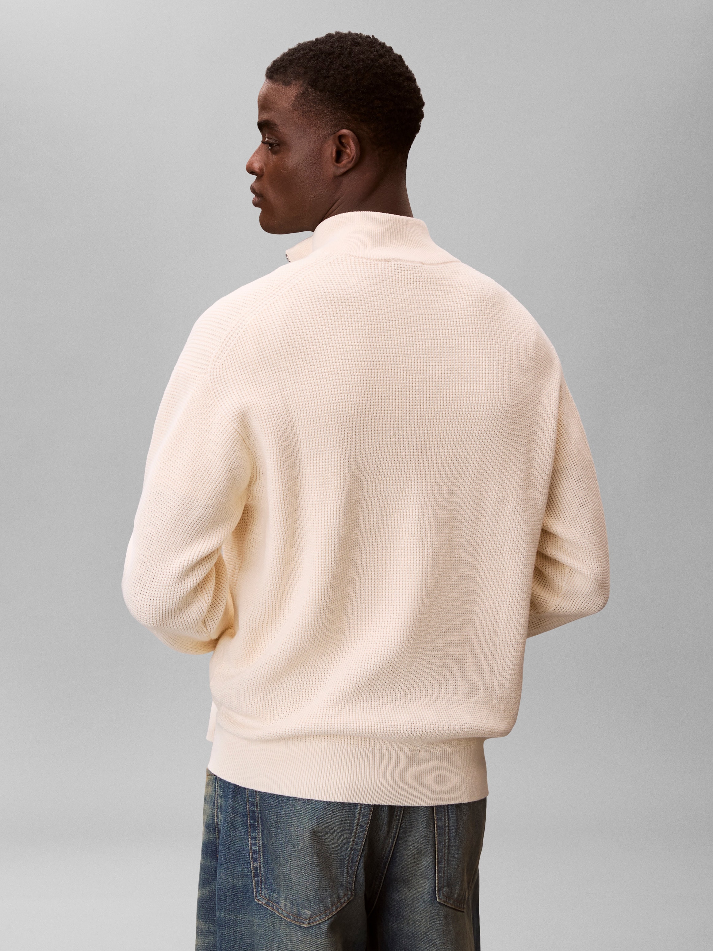 Calvin Klein Strickpullover Troyerkragen mit Reissverschluss, Regular Fit