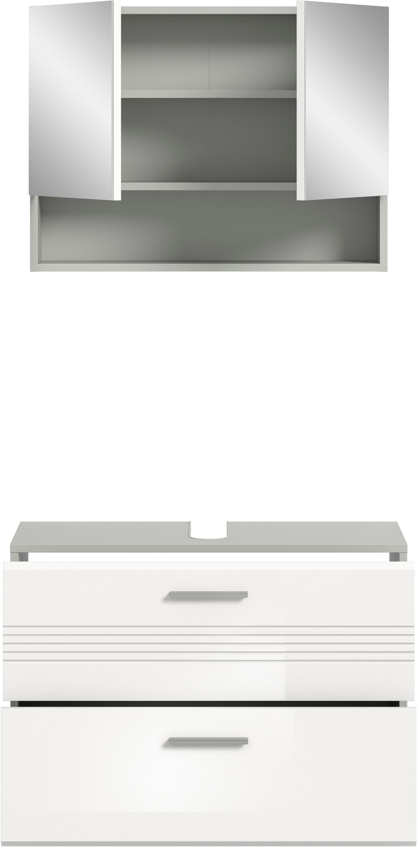 welltime Badmöbel-Set »Calicio, bestehend aus: Waschbeckenunterschrank, Spiegelschrank« 2 Stk. tlg.