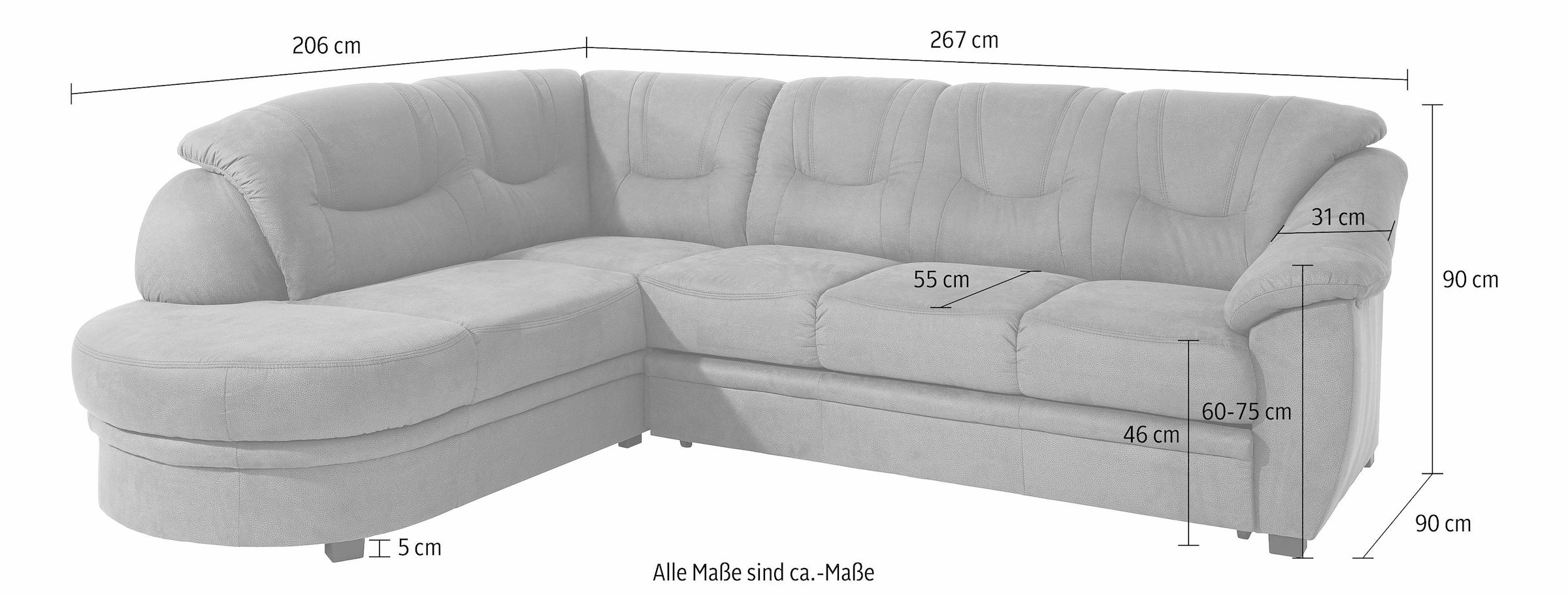 sit&more Canapé d'angle »Savona« au choix avec fonction couchage