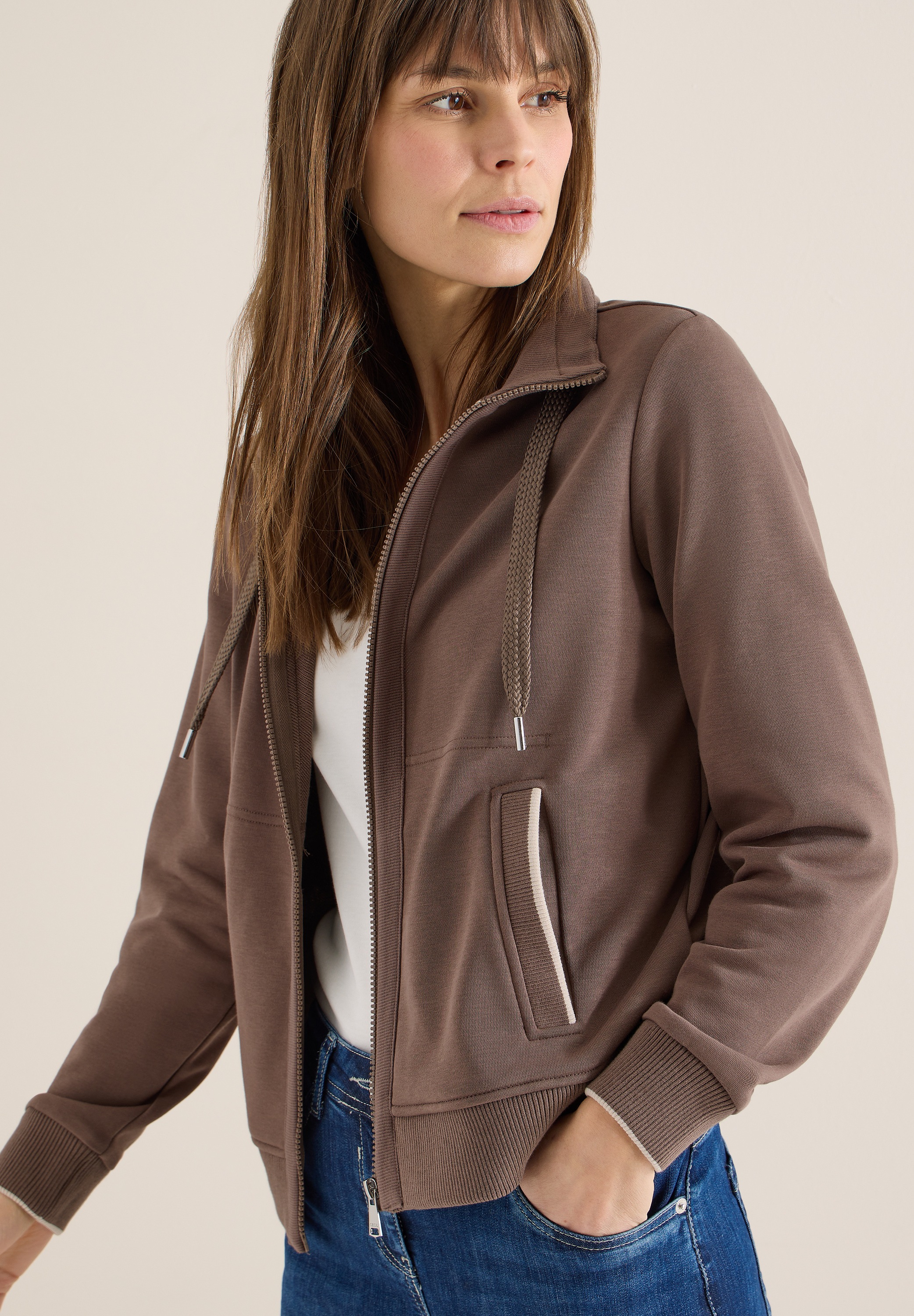 Image of Cecil Sweatjacke mit Stehkragen und Reissverschluss