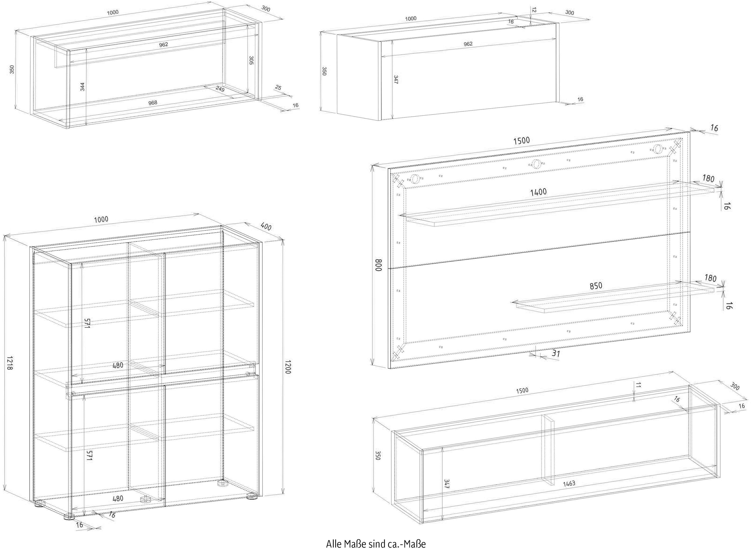 INOSIGN Büromöbel-Set »CiTY/GiRON«, (Set, 5 tlg.), Home Office, Wandsekretär