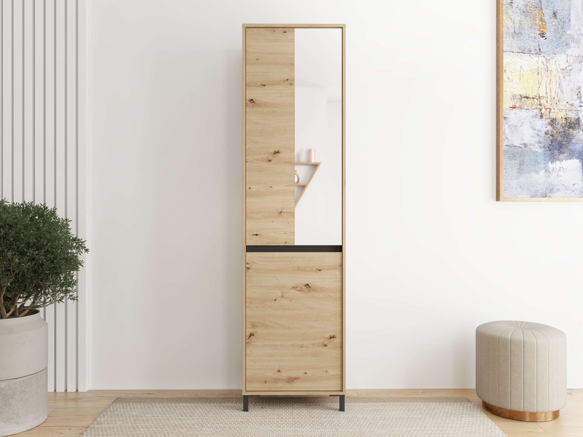 Image of Home affaire Garderobenschrank "Arran, Stauraumschrank, Flurschrank, ausziehbare Kleiderstange" Spiegeltür, zwei Regale. Gesamtbreite 54,5 cm