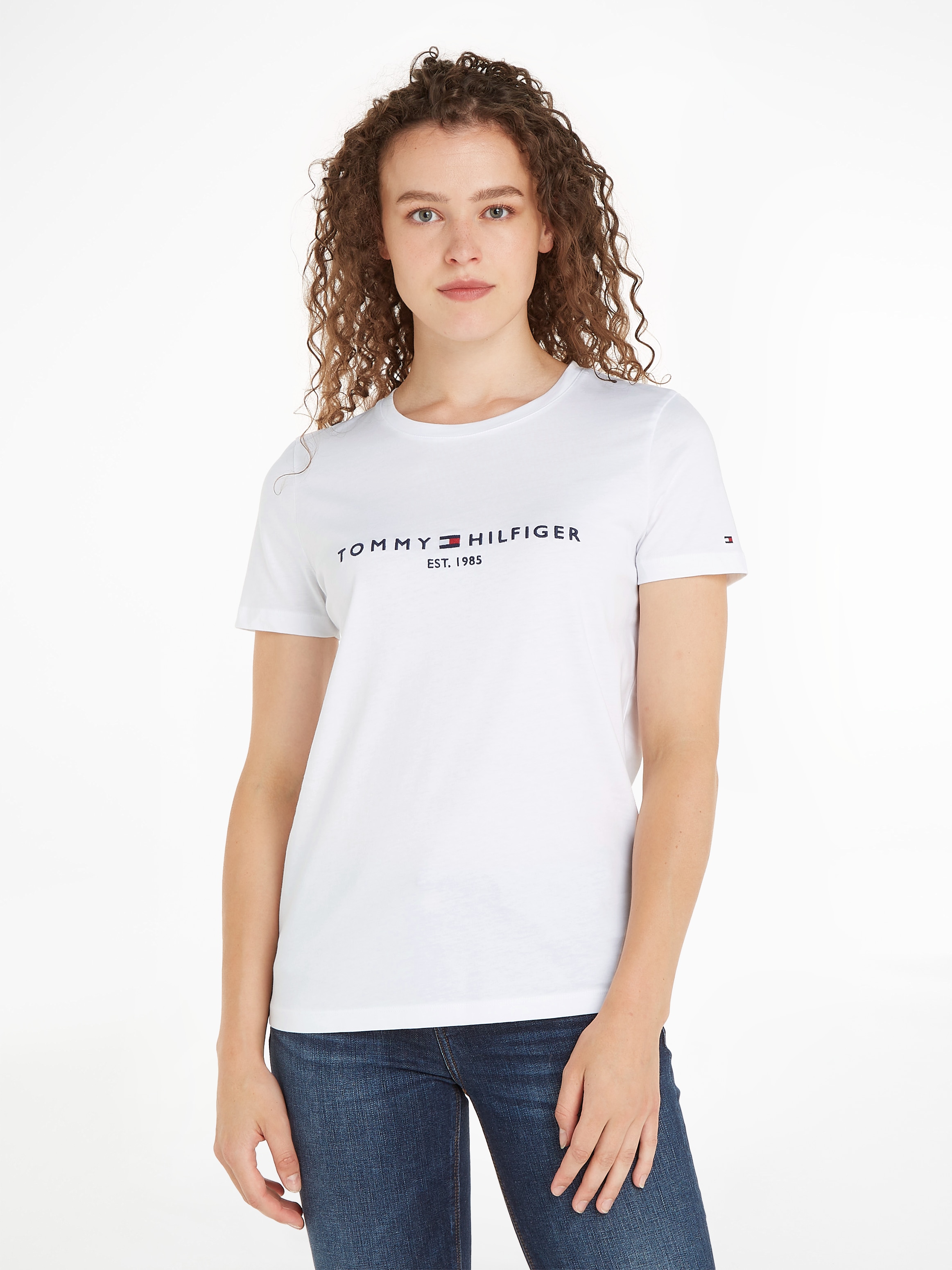 Rundhalsshirt »HERITAGE HILFIGER C-NK REG TEE«, mit gesticktem Tommy Hilfiger Linear...