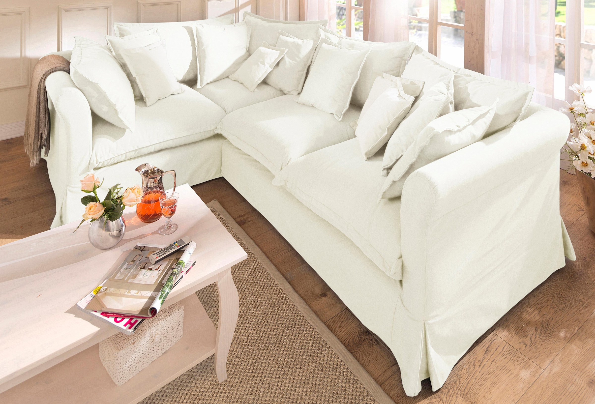 ♕ Home affaire Ecksofa »Luise«, mit vielen losen Kissen und abnehmbarer  Husse versandkostenfrei auf | Ecksofas