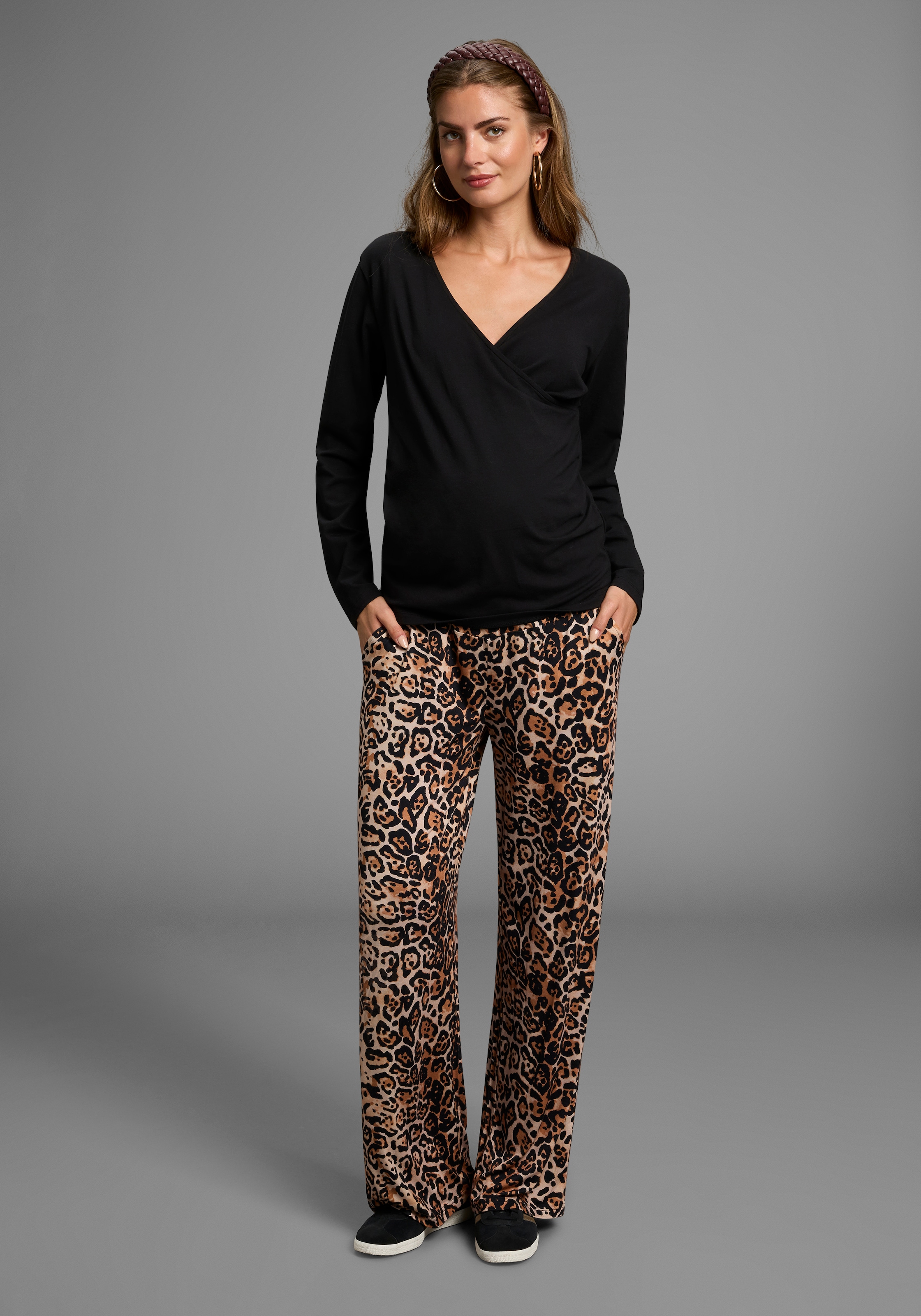Neun Monate Umstandshose »Umstandshose in Leodesign«, Umstands-Hose mit weitem Bein
