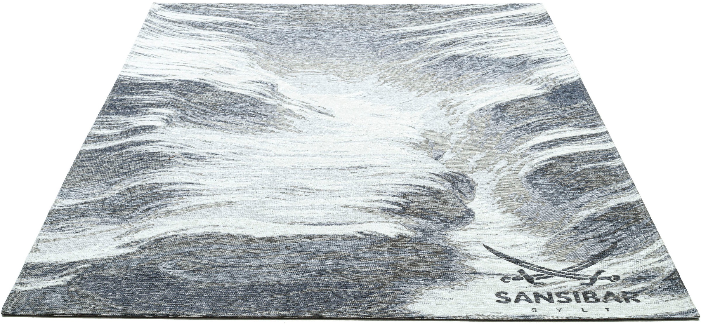 Image of Sansibar Teppich "Keitum 032" rechteckig 3 mm Höhe Flachgewebe, modernes Design, Motiv Brandung & Wellen