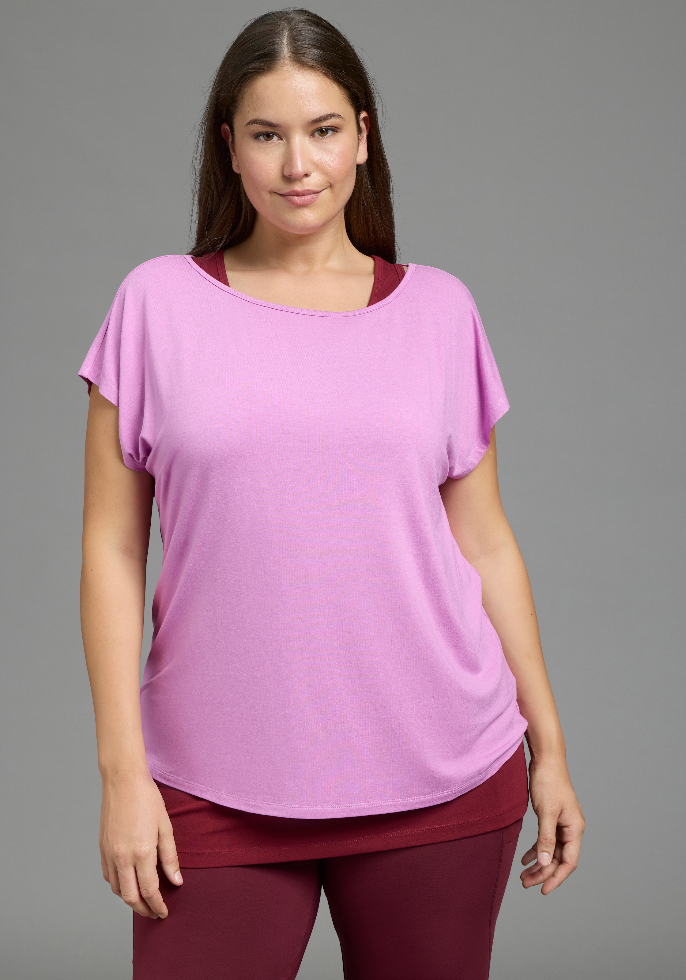 Image of Laura Scott CURVE Yoga & Relax Shirt "Grosse Grössen" Set, 2, im 2er-Set, mit Rundhalsausschnitt, aus Jersey, unifarben