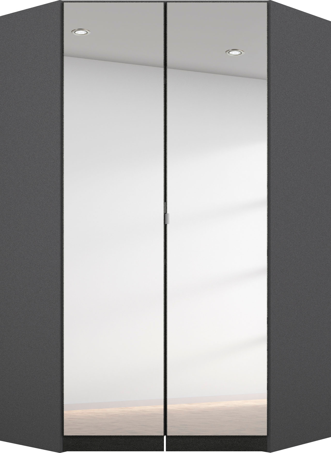 Image of rauch Eckkleiderschrank "Kleiderschrank Schrank Garderobe Garderobenschrank Eckschrank HOMBURG" Schenkelmass: 117x104 cm, Höhe: 197 cm, voll aufgelegter Spiegel, Vollausstattung viel Platz MADE IN GERMANY