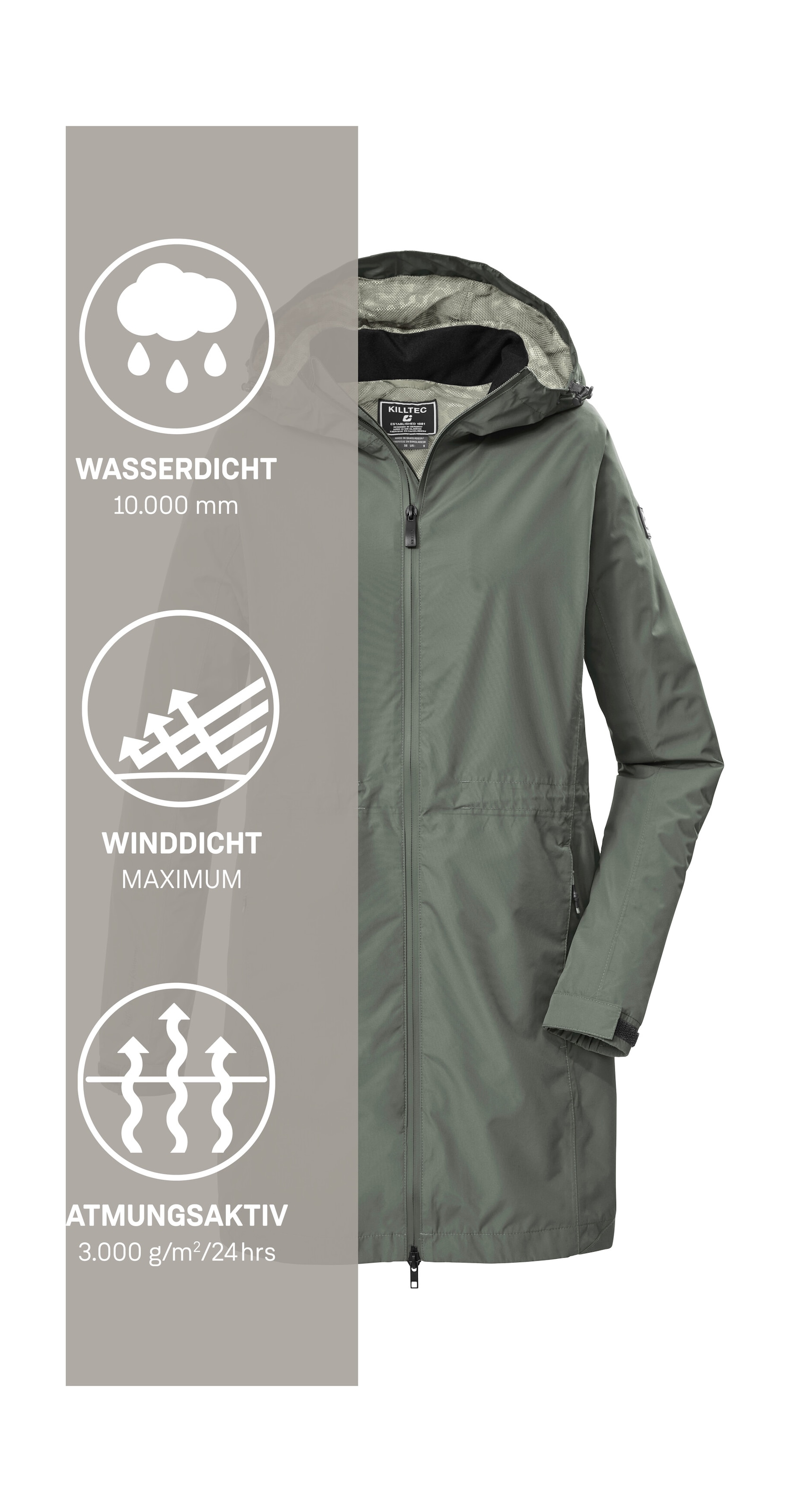 Killtec Parka »KOS 35 WMN PRK« Parka femme imperméable et coupe-vent, respirante, ajustable
