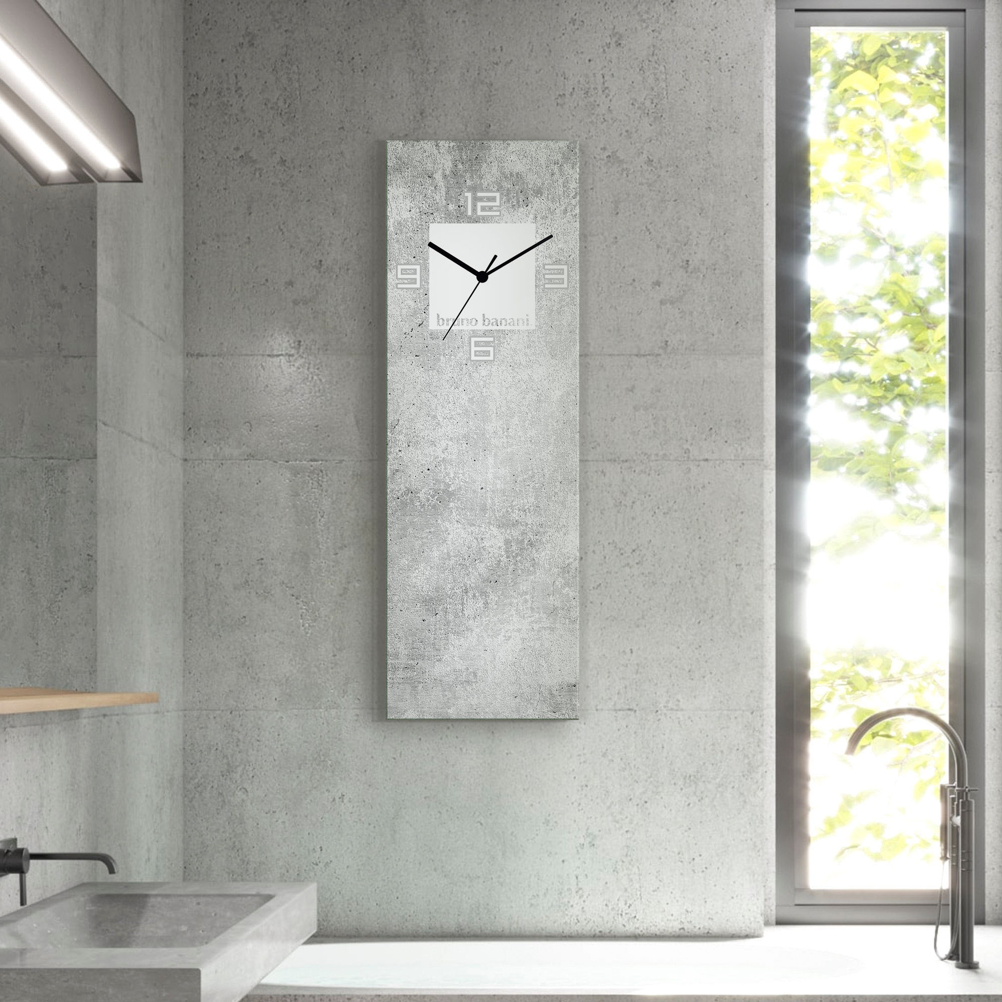 Image of Bruno Banani Wanduhr "Beton auf Glas" wahlweise mit Quarz- oder Funkuhrwerk, lautlos ohne Tickgeräusche