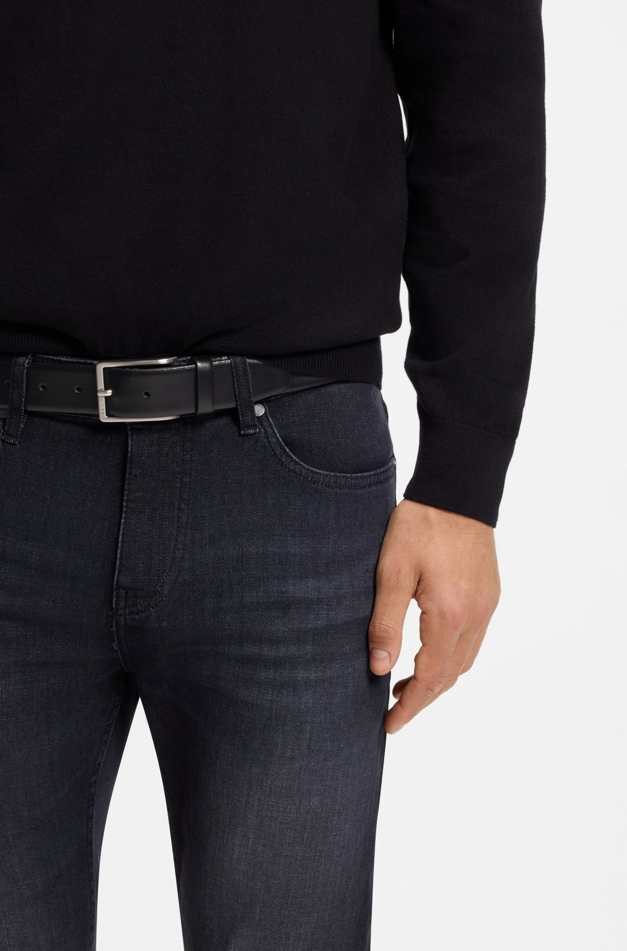 BOSS Ceinture en cuir »Erman-L_Sz35« avec embossage BOSS discret sur la boucle