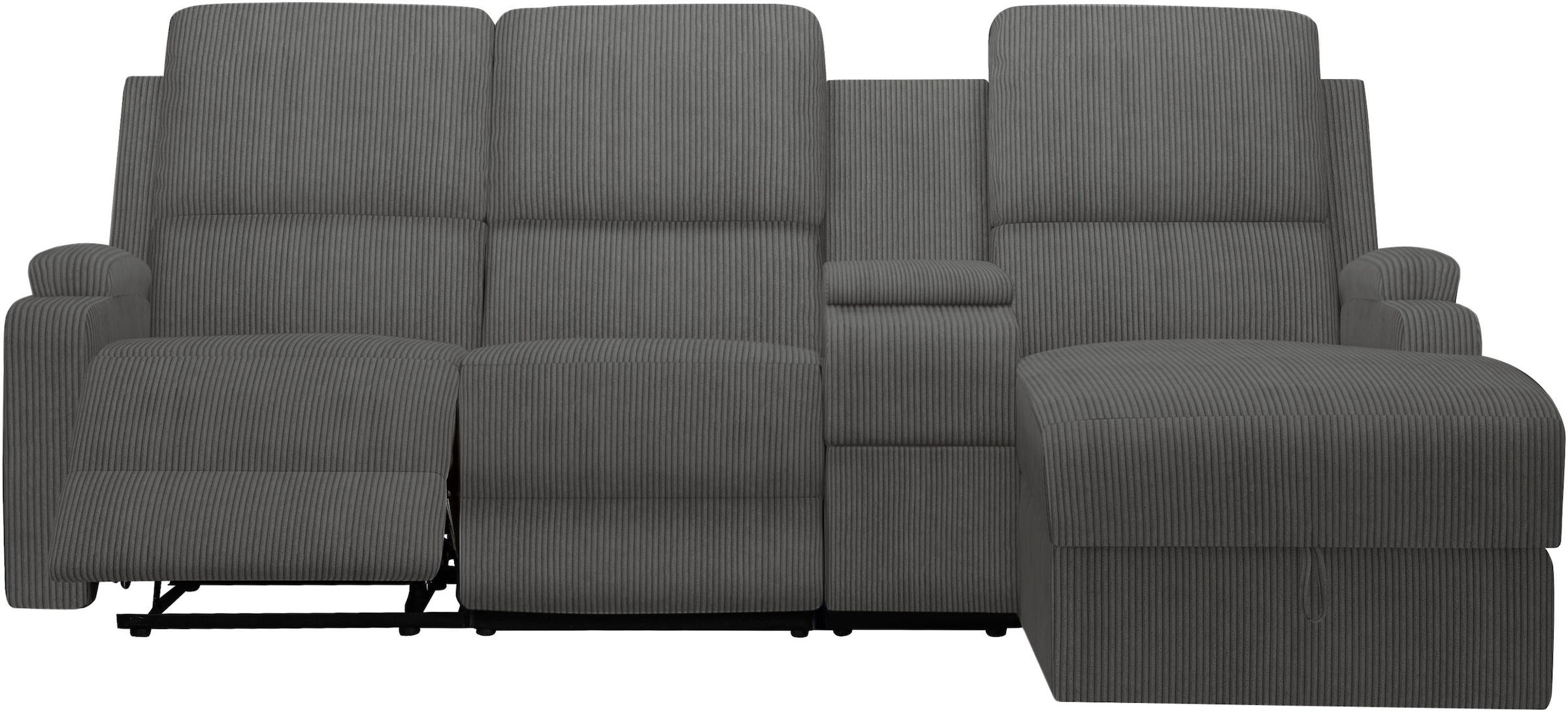 GOODproduct Canapé d'angle »NAPORI Multimediasofa, 3er Kinosessel XXL, L-Form, Cord« Kinosofa mit Relaxfunktion, Getränkehalter, Staufach und Staukasten