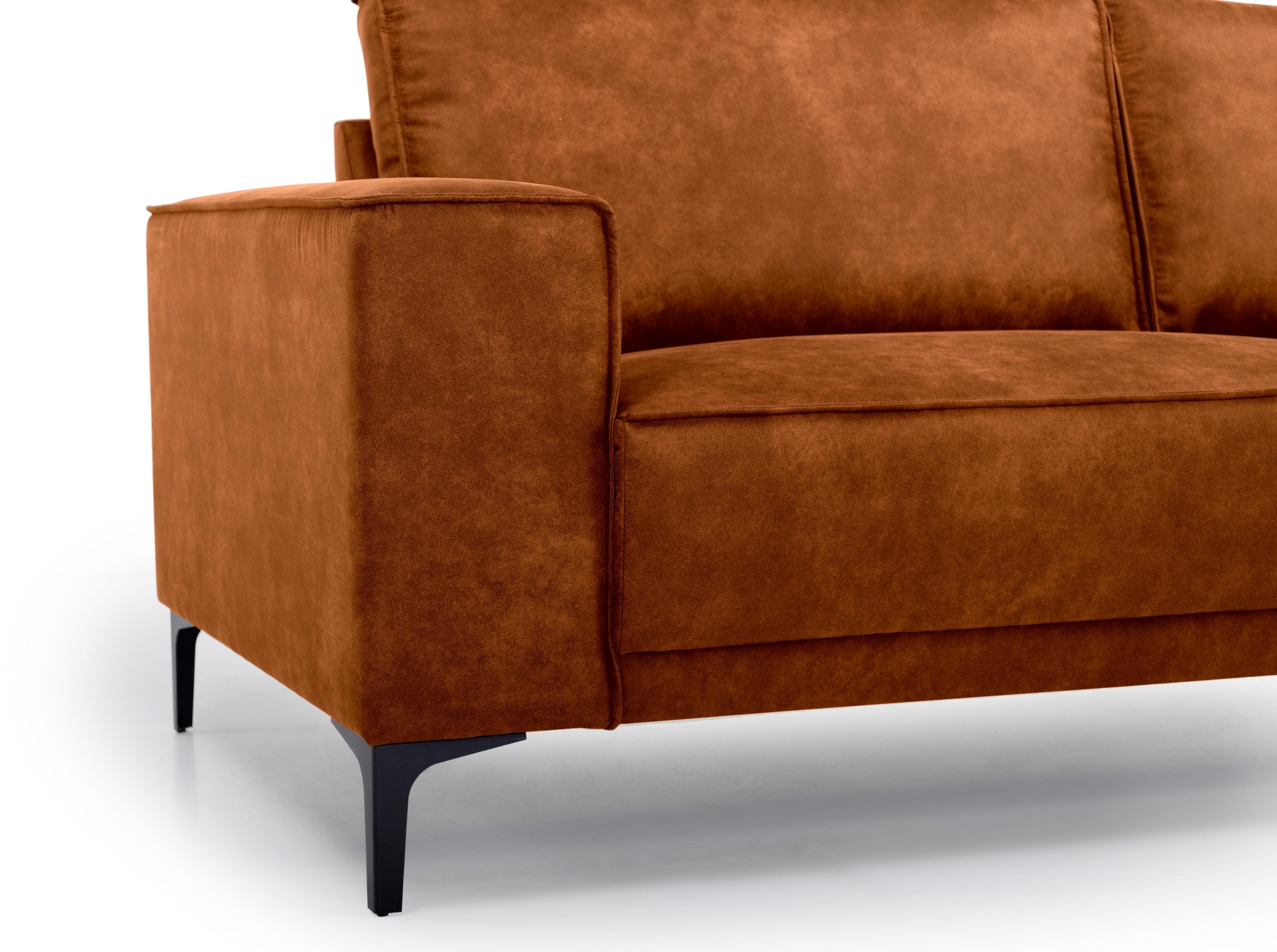 Places of Style 3-Sitzer »3er Sofa Oland, Struktur, Flachgewebe, Luxus-Microfaser, Boucle«, 224 cm, Wellenunterfederung, Skandi-Design, Metallfüsse