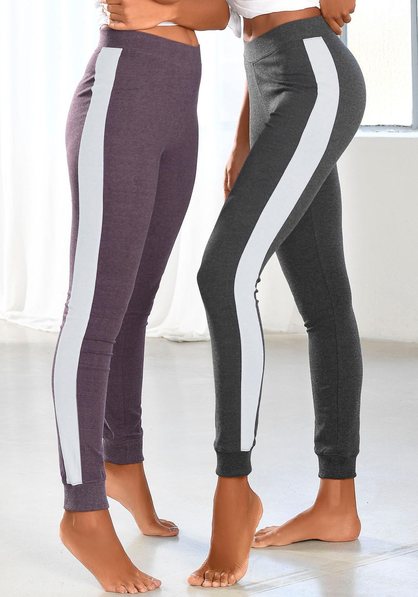 Leggings, (2er-Pack), mit breitem Streifen