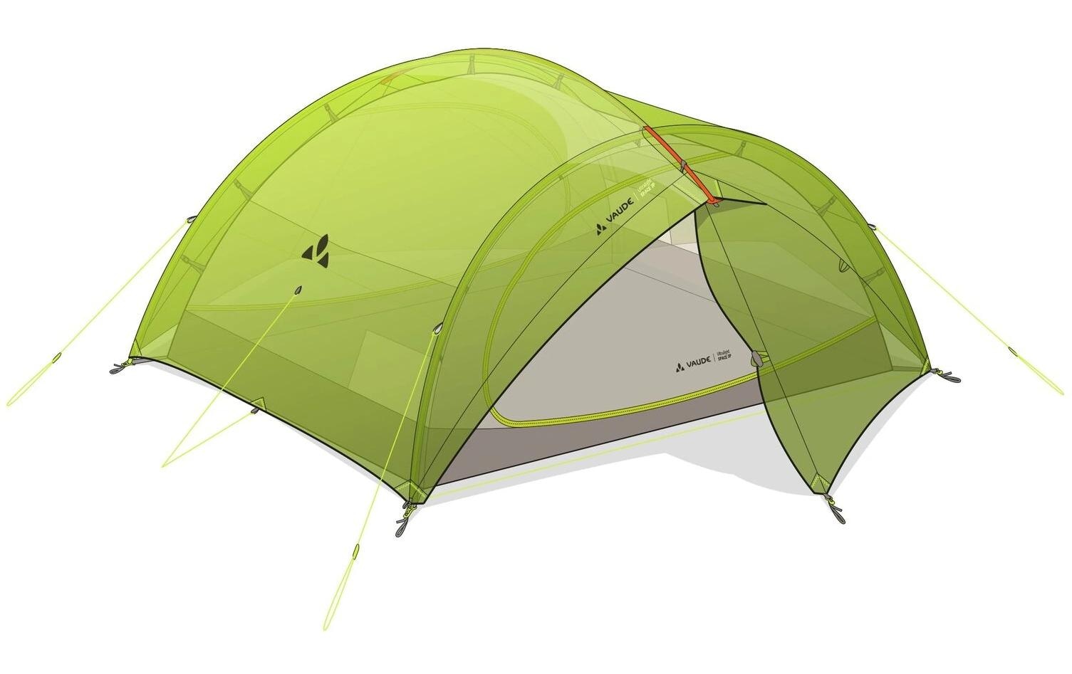 VAUDE Tente pour motards »Ultralight Space 3P wild lime« 3 Personen