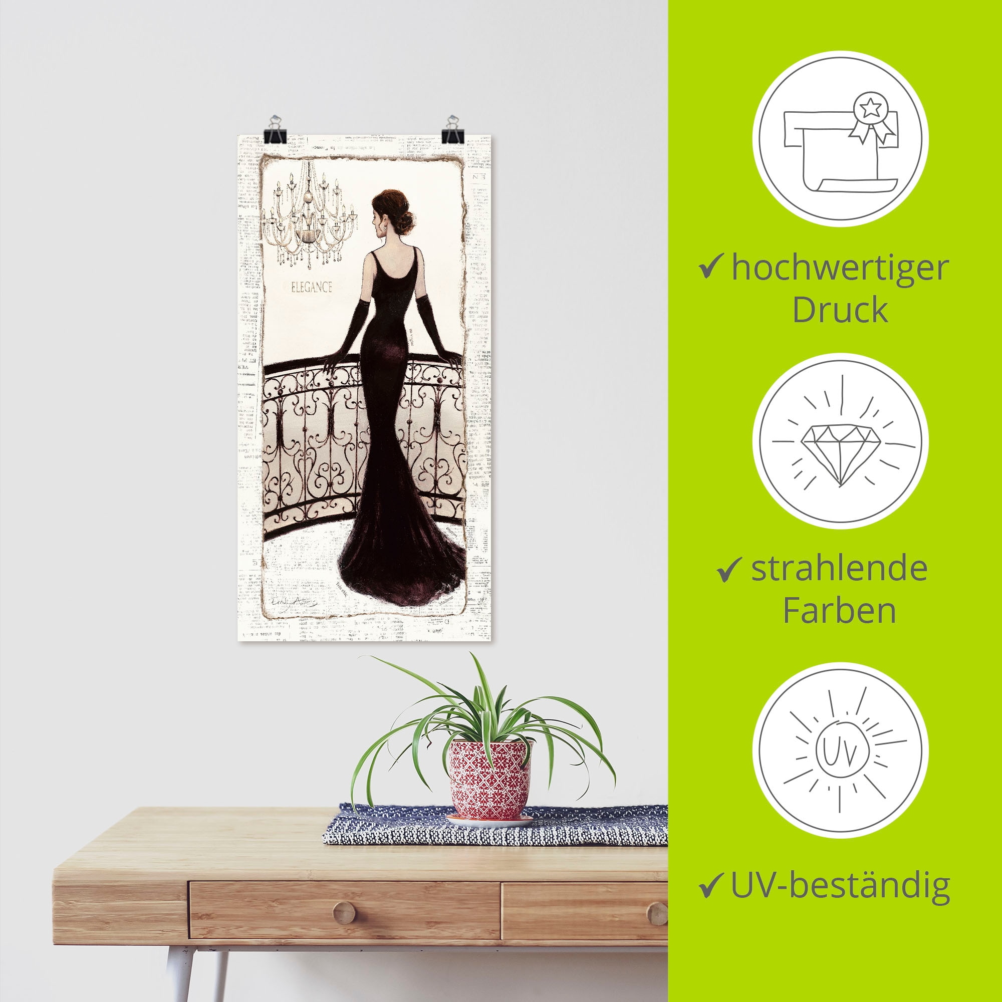 Artland Wandbild »Die schöne in Schwarz«, Frau, (1 St.), als Leinwandbild, Poster, Wandaufkleber in verschied. Grössen