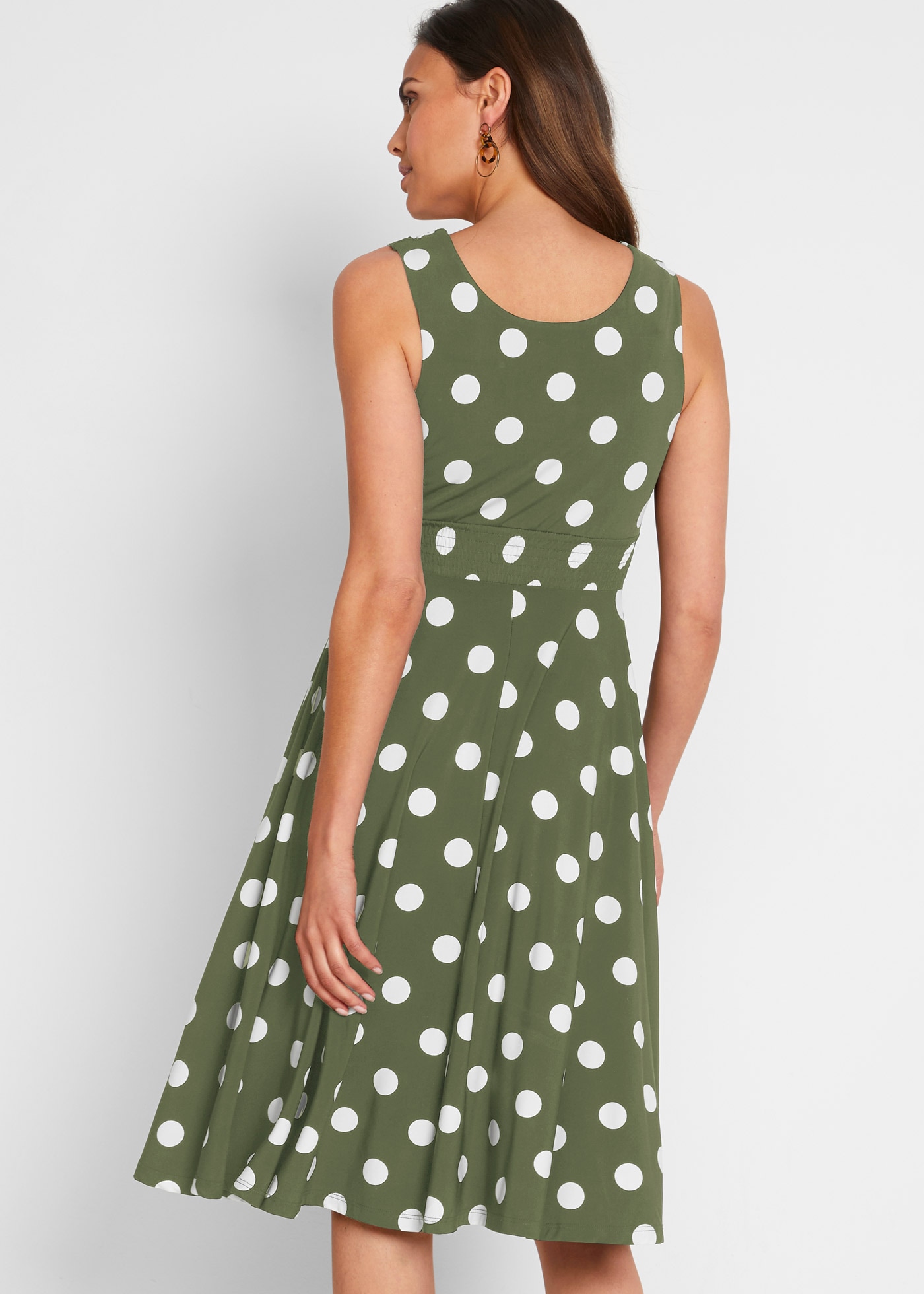 bonprix Shirtkleid mit Punkt-Design, aus Polyester und Elasthan, Regular Fit, ärmellos