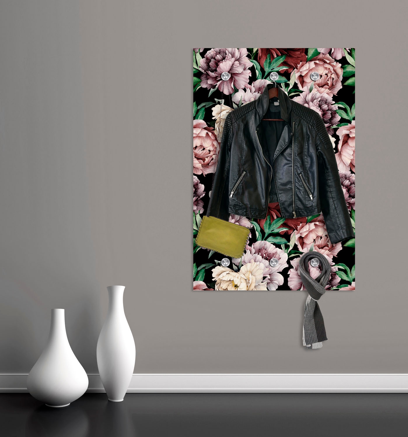 queence Garderobenleiste »Rosen« mit 6 Haken, 80 x 120 cm