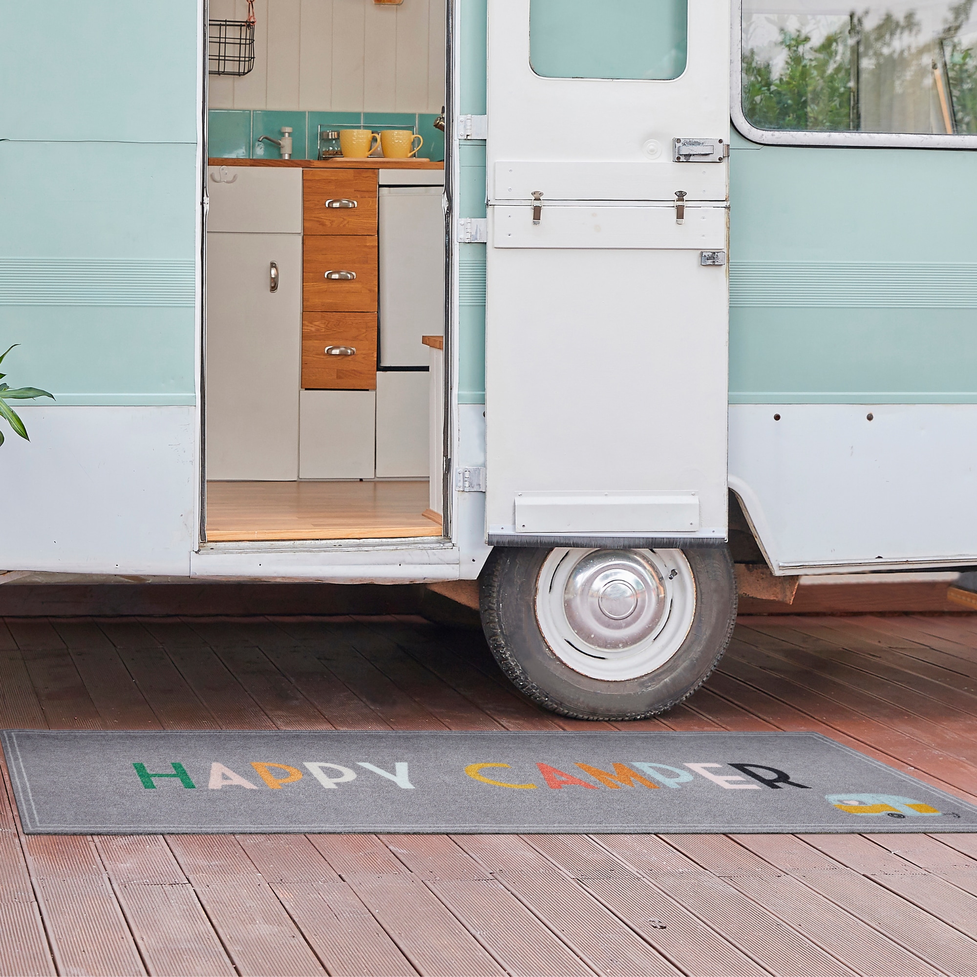 my home Läufer »Camping«, rechteckig, 8,5 mm Höhe, mit Schriftzug, ideal für Camper & Wohnwagen, In- und Outdoor geeignet
