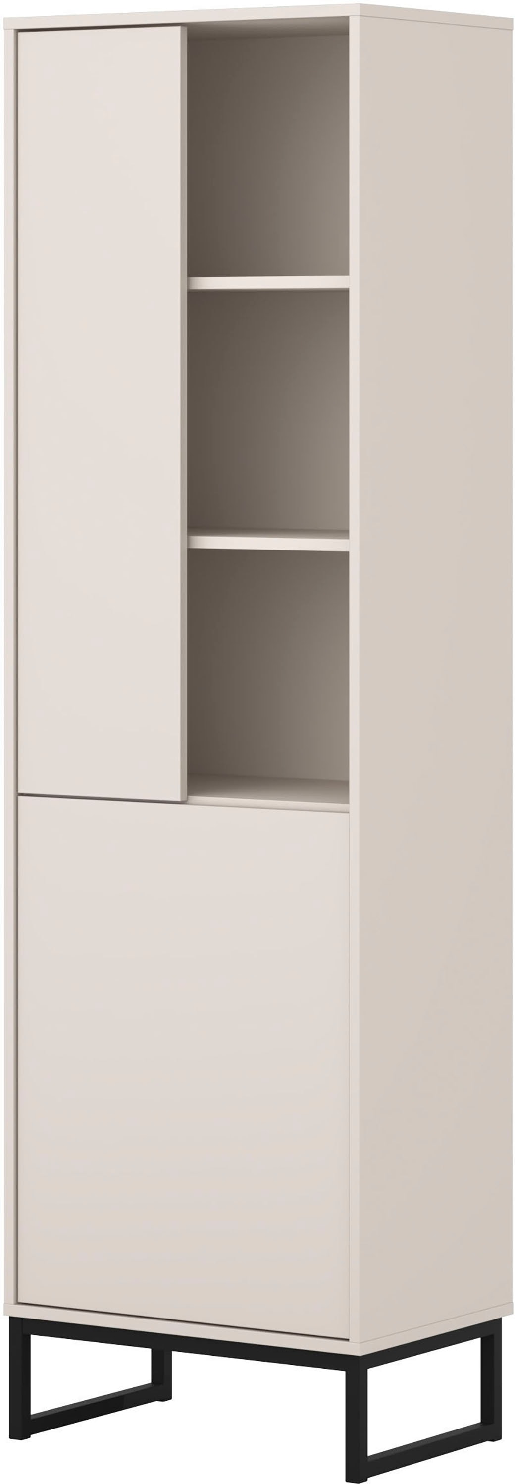 GOODproduct Vitrine »Loft, Höhe 180 cm, moderne grifflose Standvitrine mit 2 Türen« Hochschrank mit viel Stauraum, verstellbaren Einlegeböden, Regal
