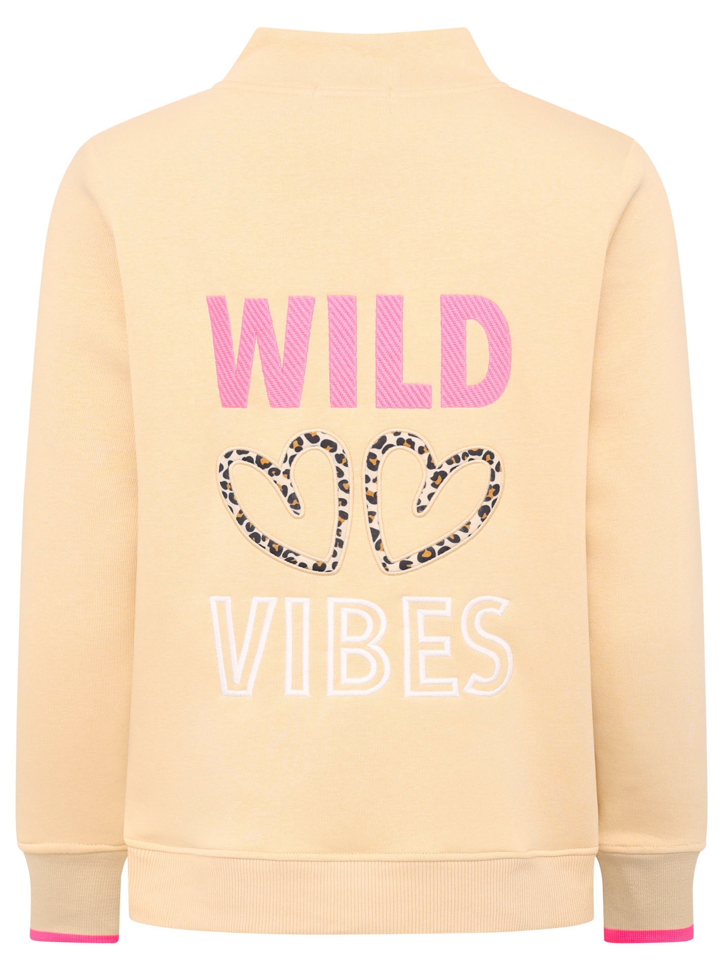 Zwillingsherz Troyer »"Wild Vibes"«, mit Stehkragen, Leodetails und grosser WILD VIBES Applikation am Rücken